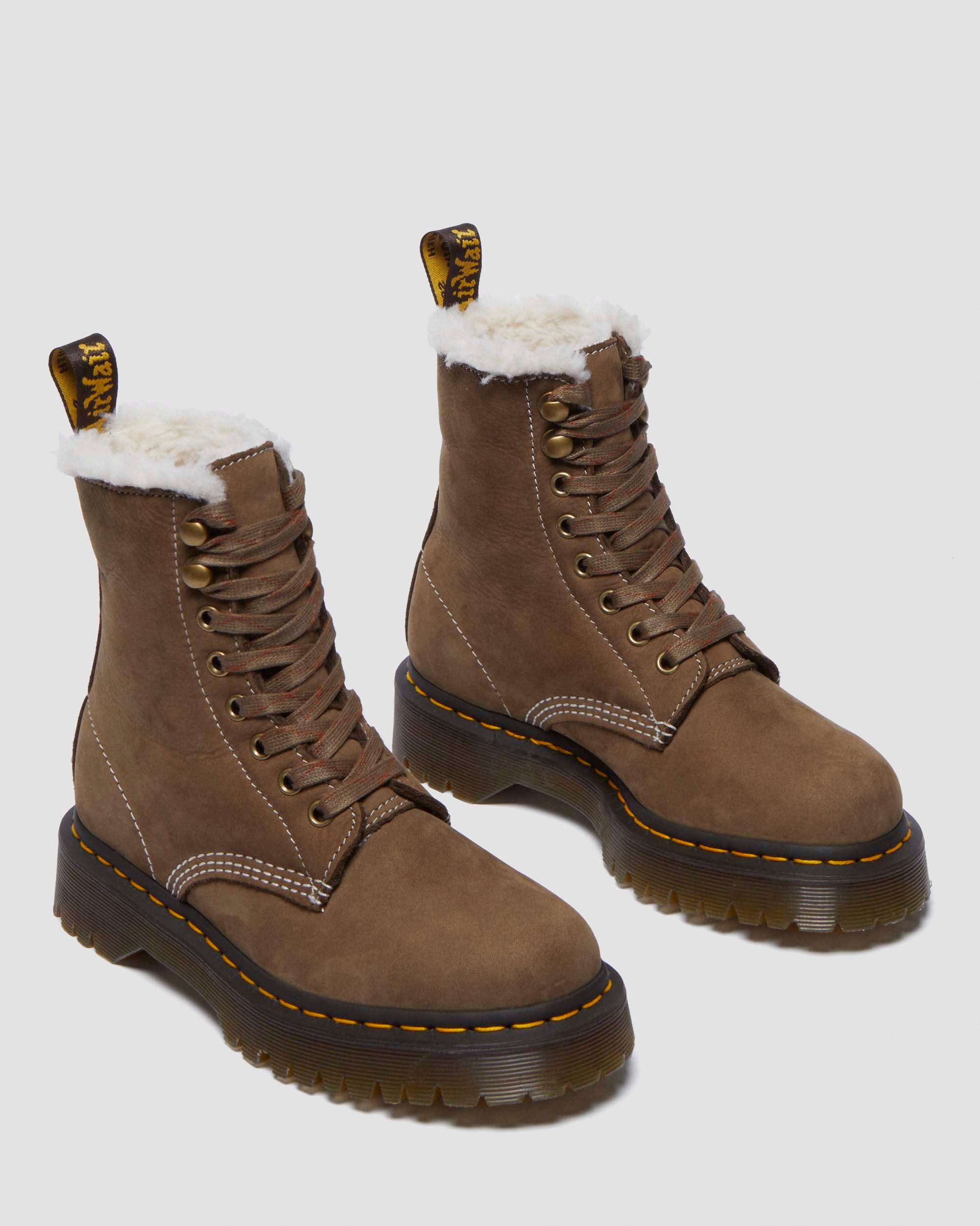 DR. MARTENS' WOMEN'S 1460  BEX FUR LINED LACE UP BOOTS 