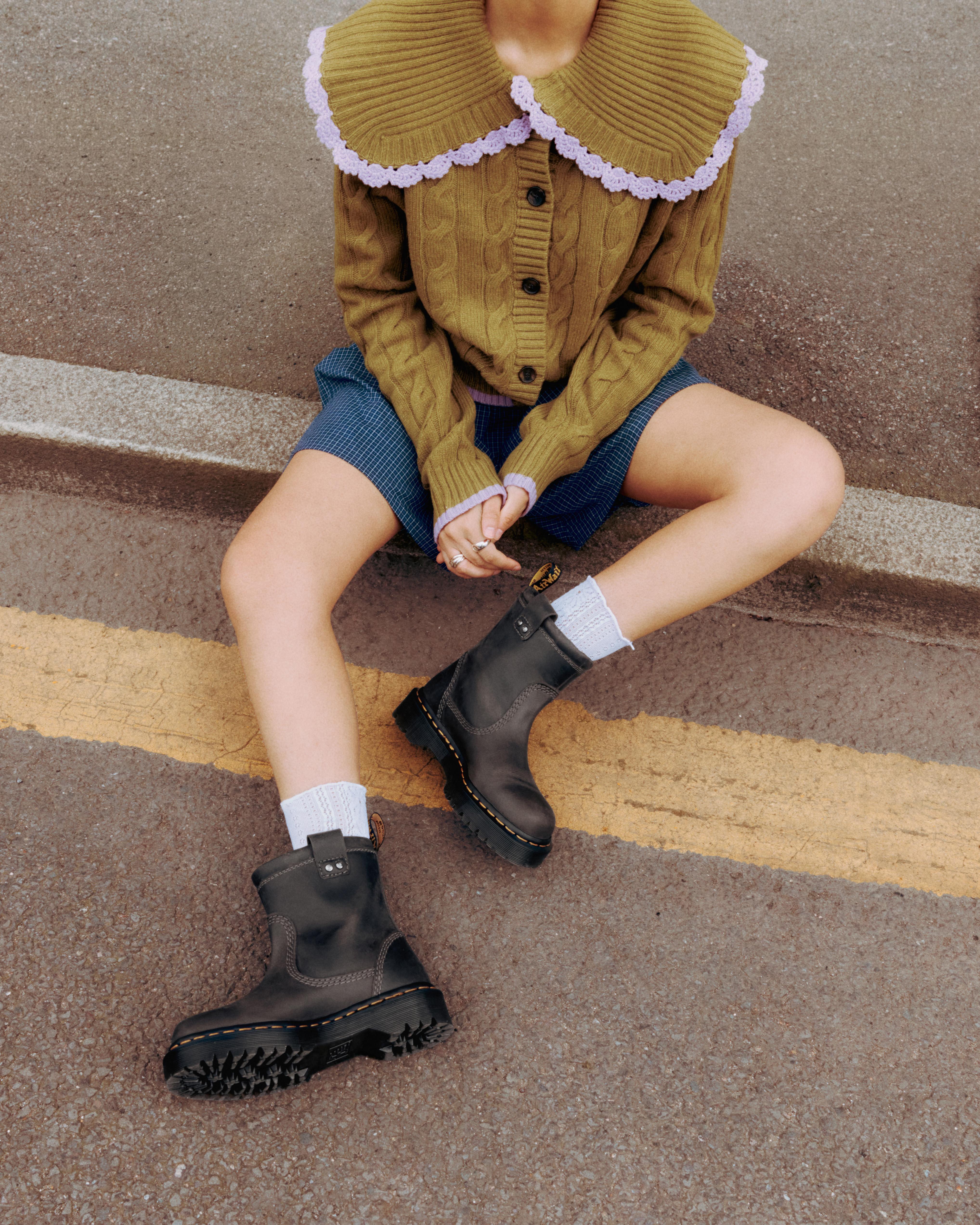 Anistone Lo Leather Biker Boots | Dr. Martens ReWair