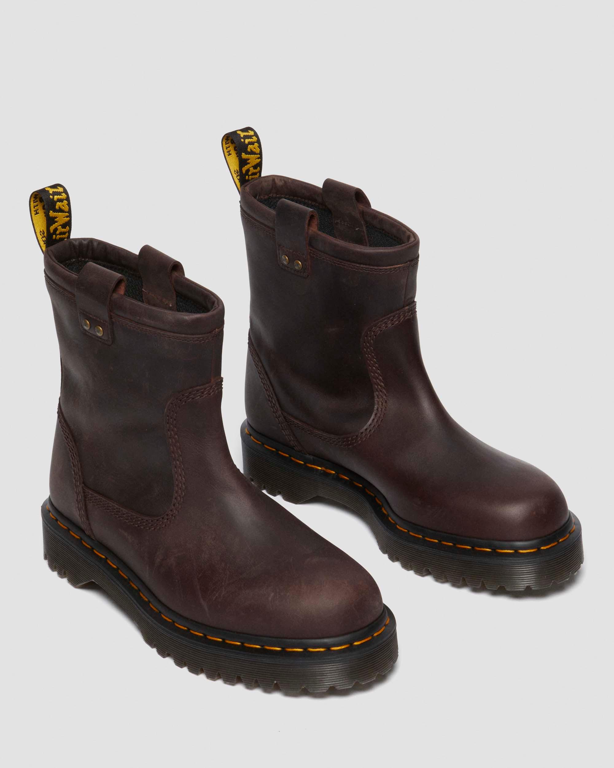 Anistone Lo Leather Biker Boots in Dark Brown