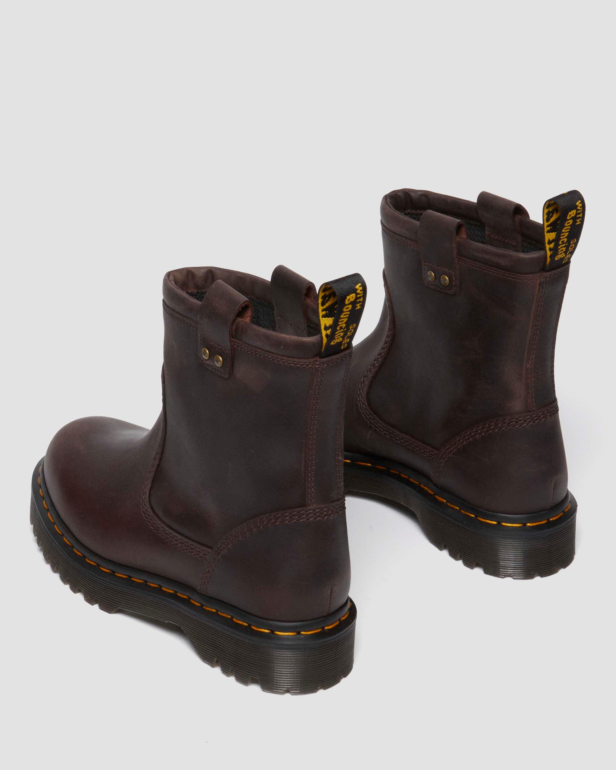 Anistone Lo Leather Biker Boots in Dark Brown