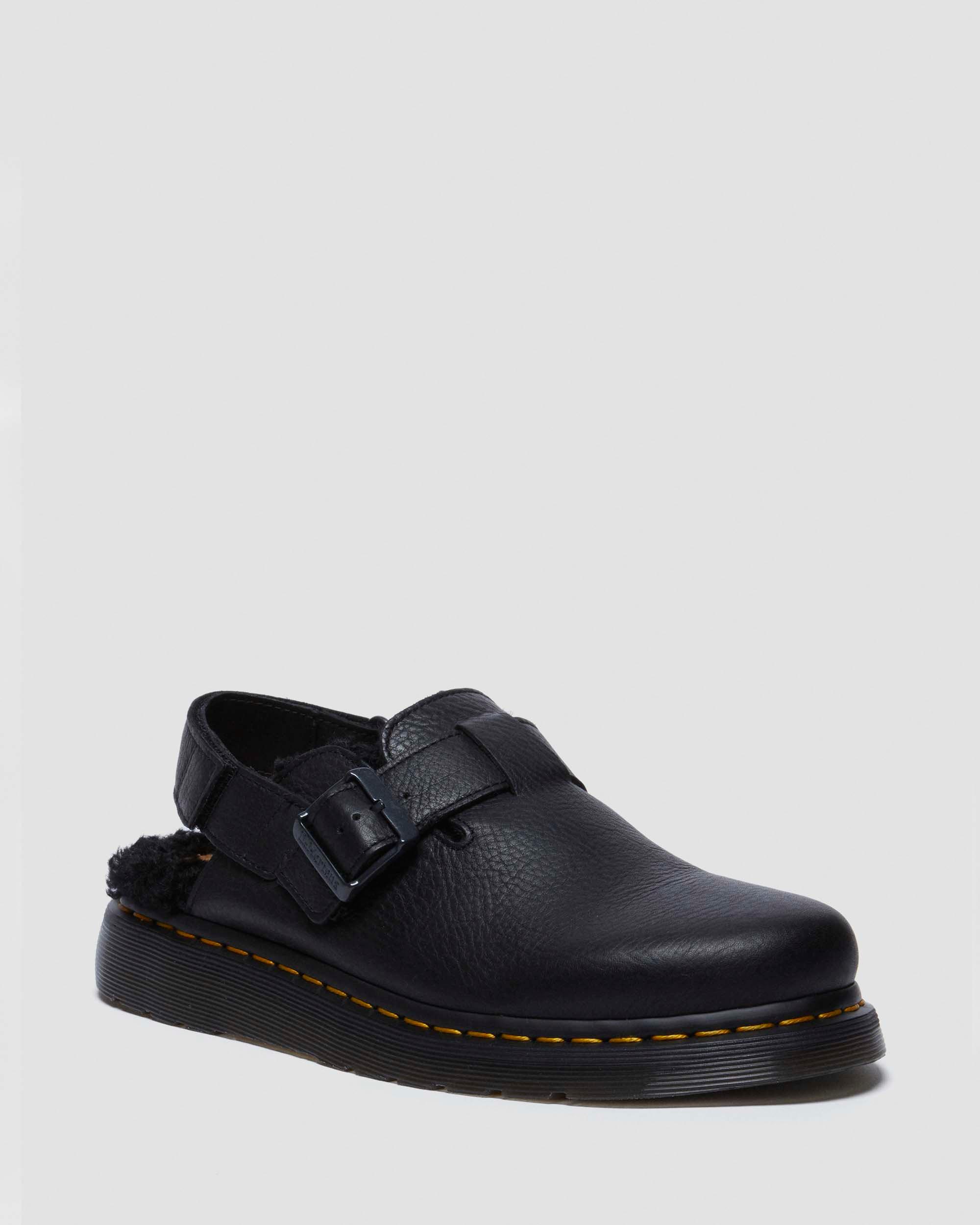 Jorge II Ambassador Faux Fur Lined Slingback Mules in Black Dr. Martens