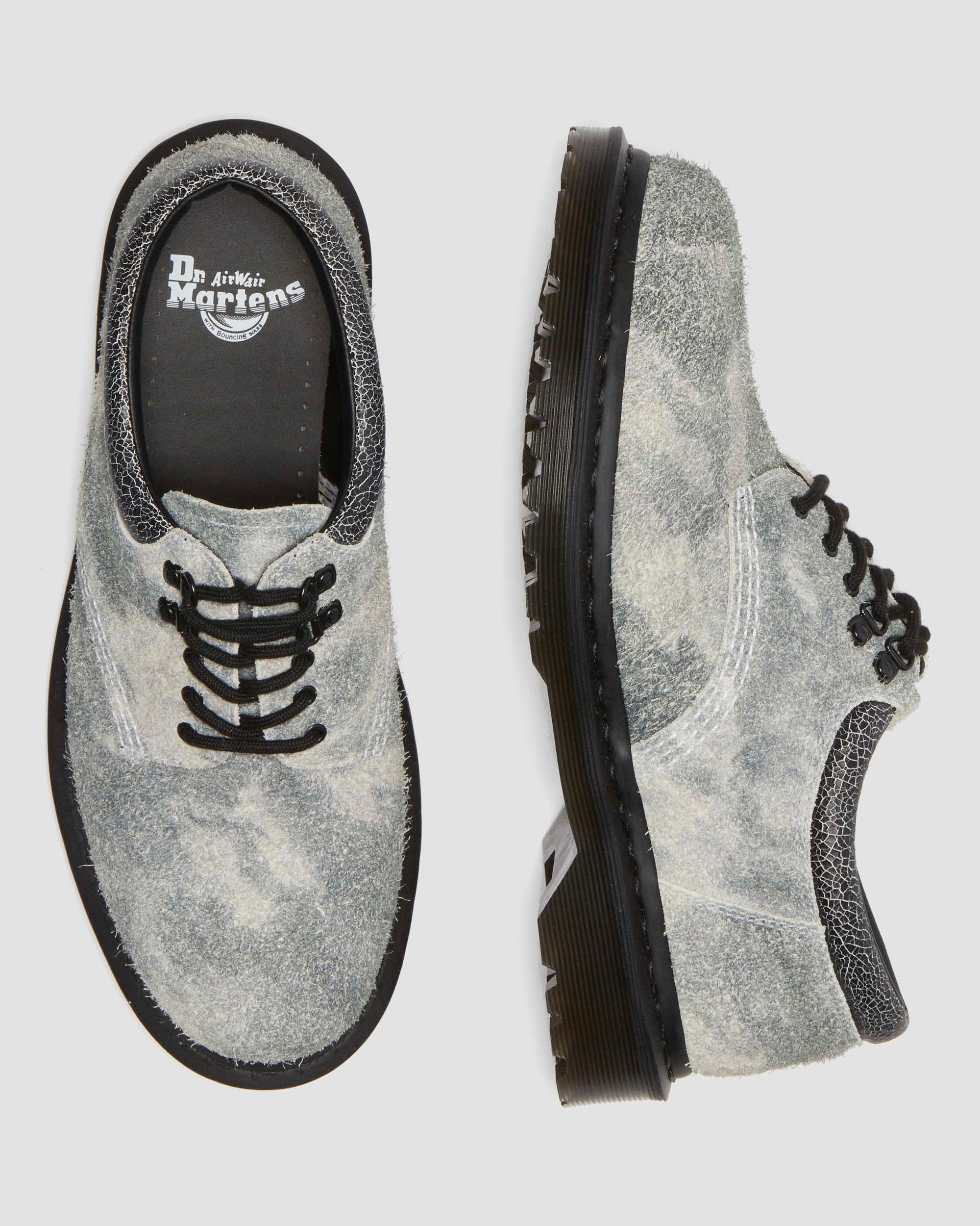 8053 Stonewashed Suede Casual Shoes in Grey+Black+White