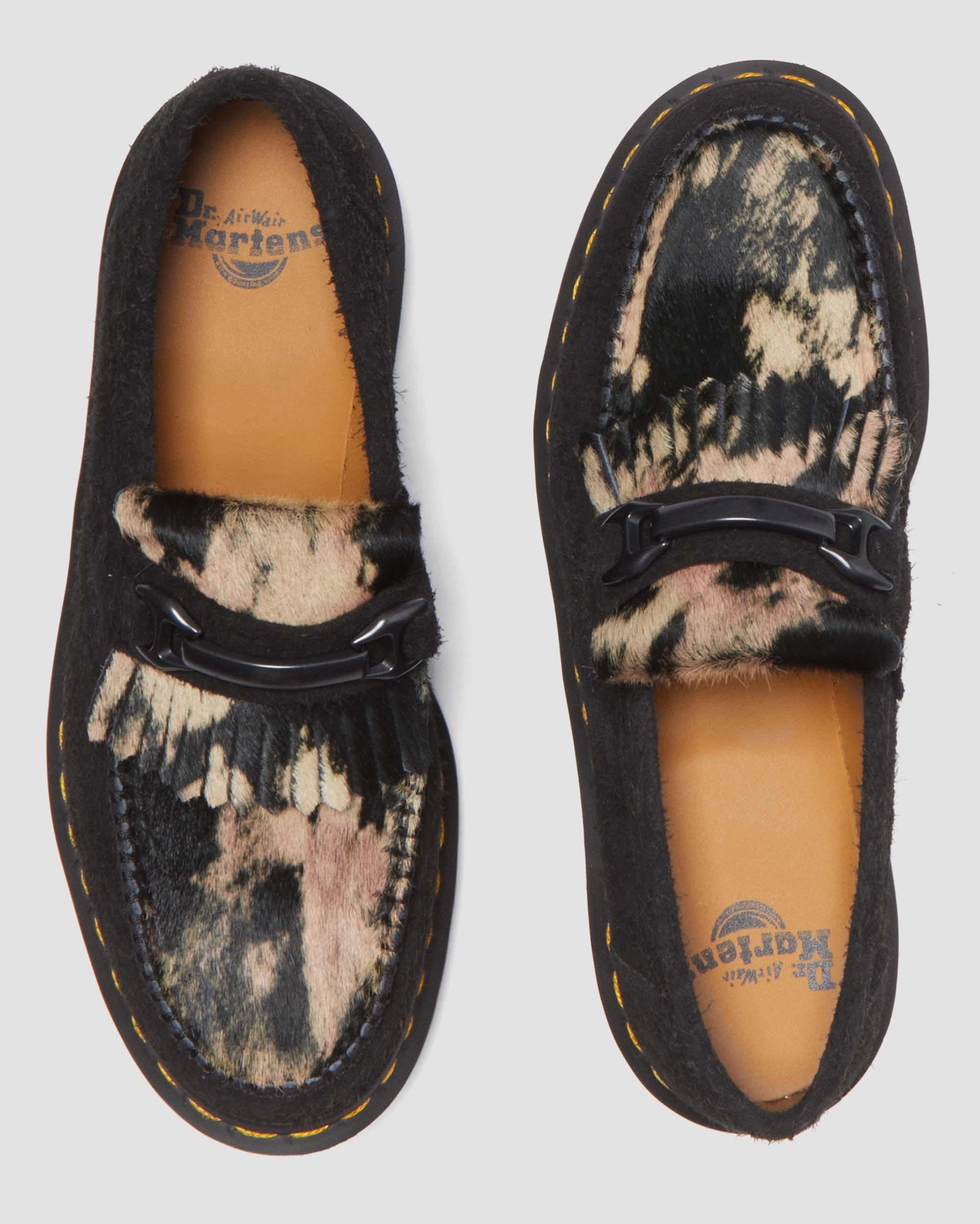 Adrian Snaffle Wildleder & Hair-On Loafer in BLACK+BLACK+BEIGE