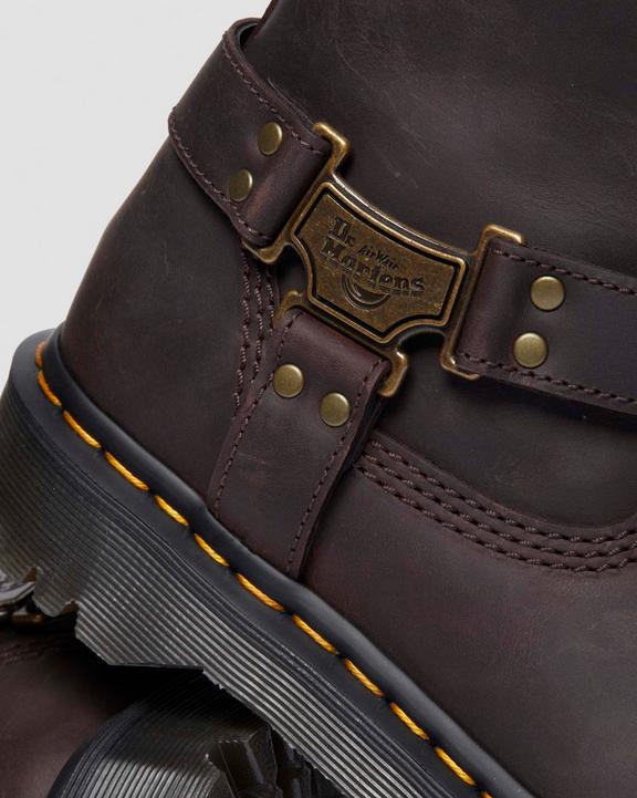Anistone Hi Leather Biker Boots in Dark Brown | Dr. Martens Anistone Hi Leather Biker Boots in Dark Brown | Dr. Martens