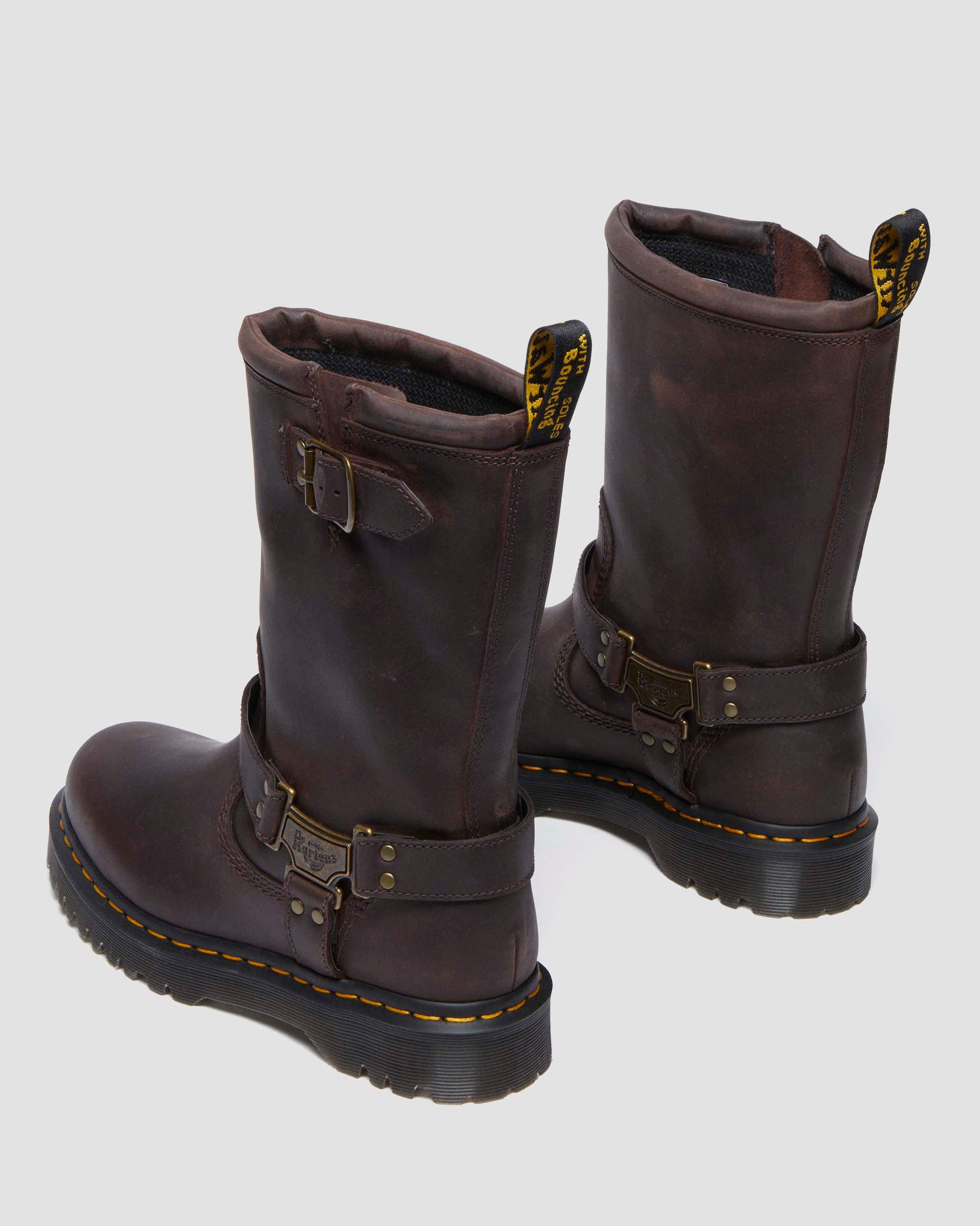 Anistone Hi Leather Biker Boots in Dark Brown