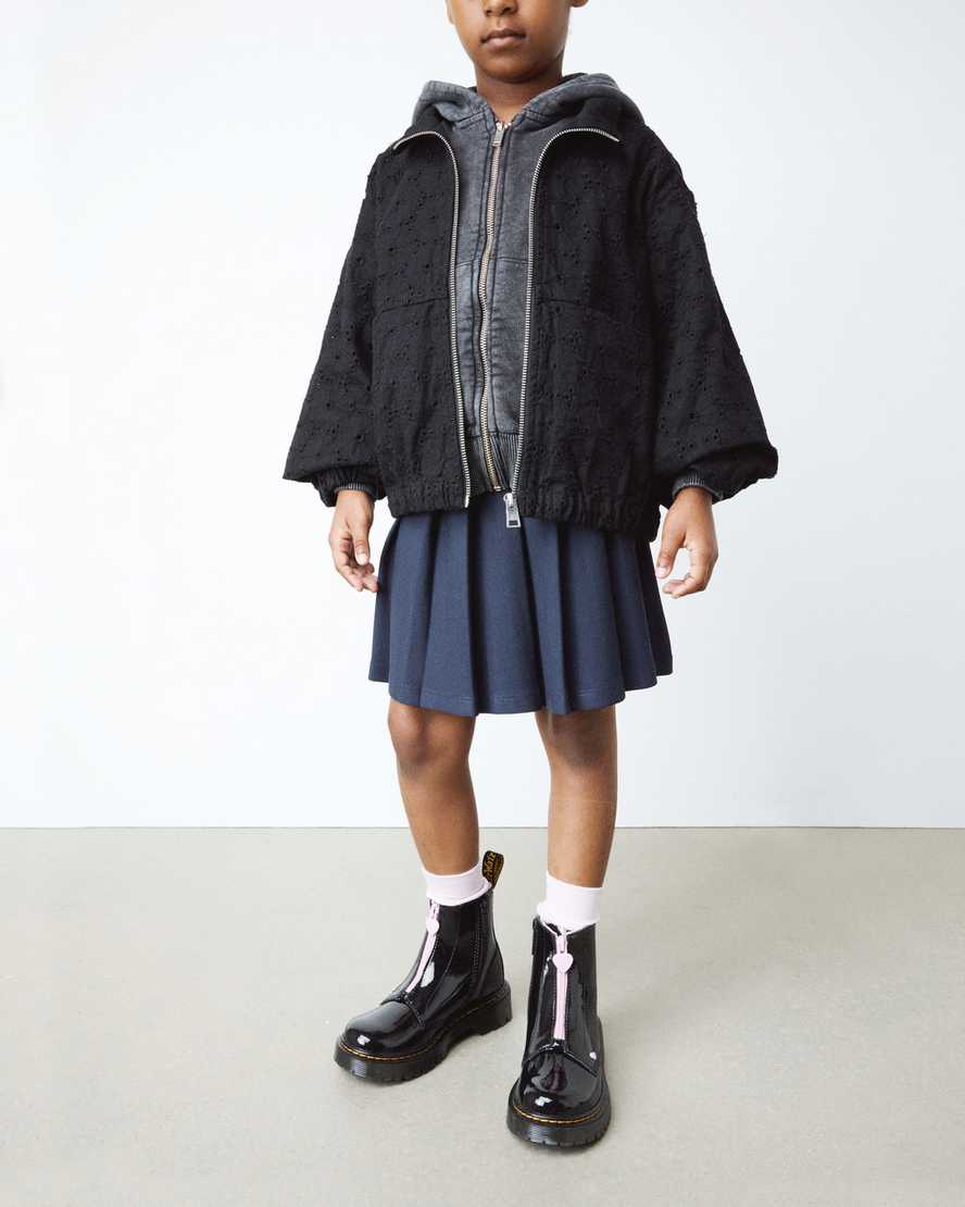 Dr. Martens' Junior Bex Heath Patent Leather Zip Boots In Black