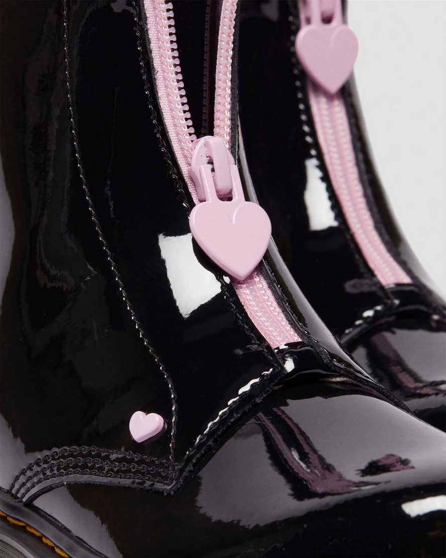 Dr. Martens' Junior Bex Heath Patent Leather Zip Boots In Black