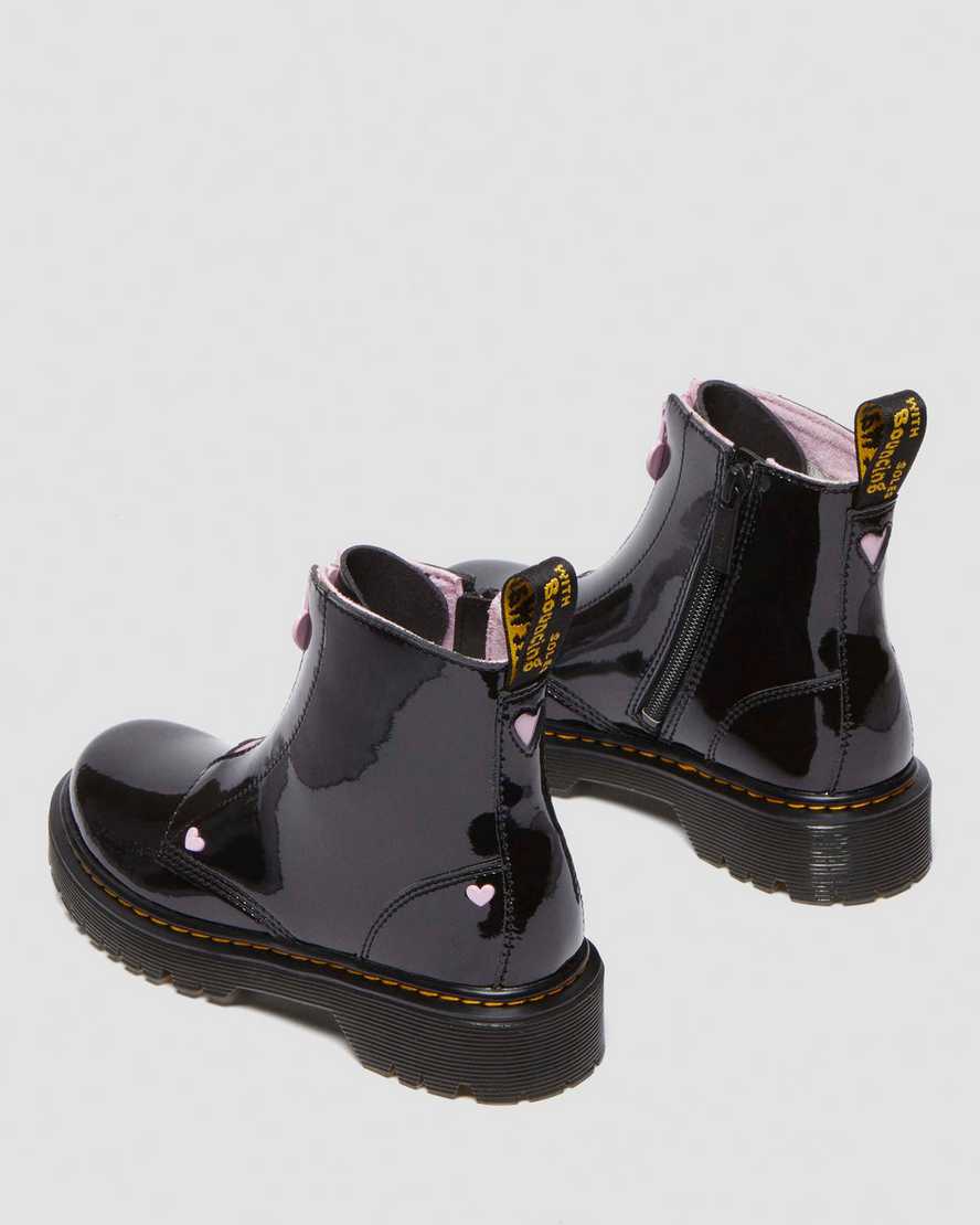 Dr. Martens' Junior Bex Heath Patent Leather Zip Boots In Black