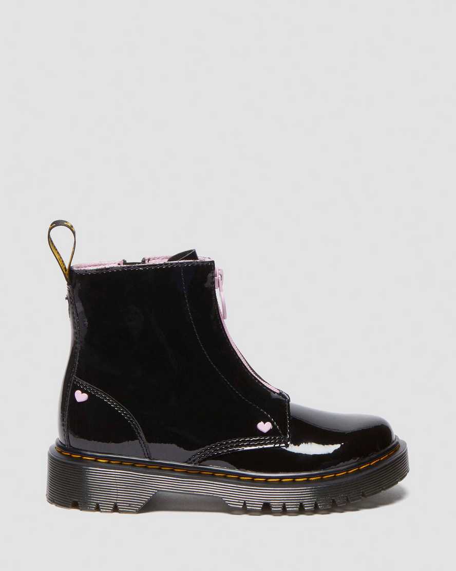 Dr. Martens' Junior Bex Heath Patent Leather Zip Boots In Black