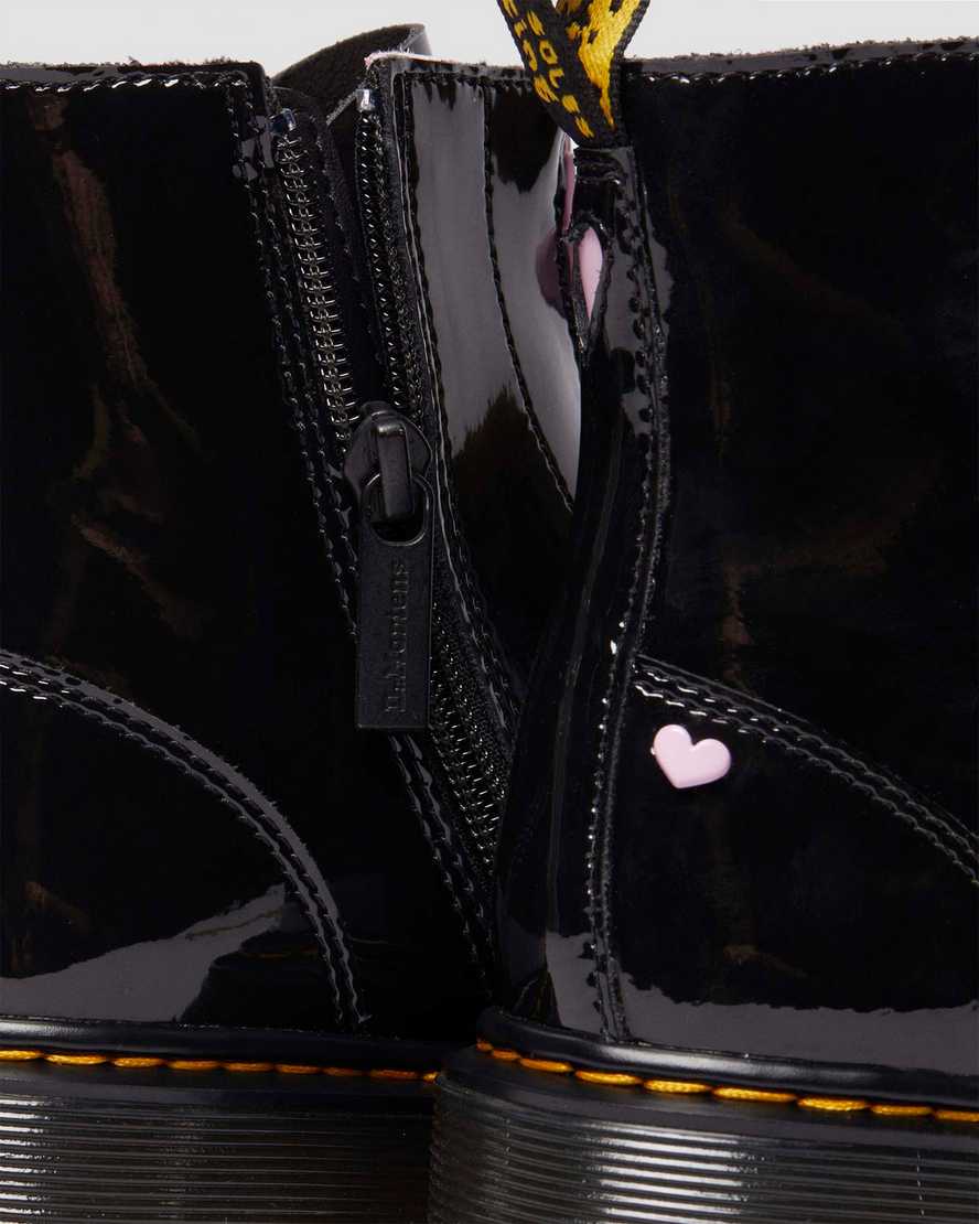 Dr. Martens' Junior Bex Heath Patent Leather Zip Boots In Black
