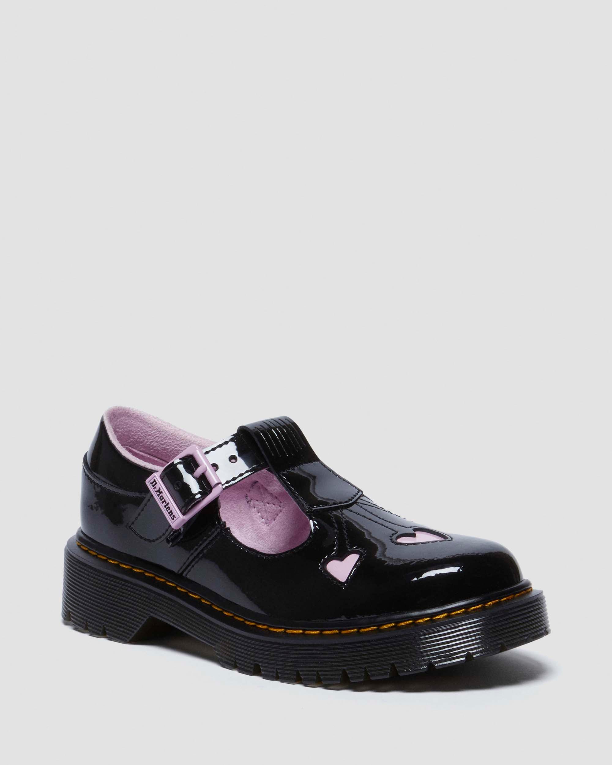 Devon Heart Leather Platform Boots in Pink Dr. Martens