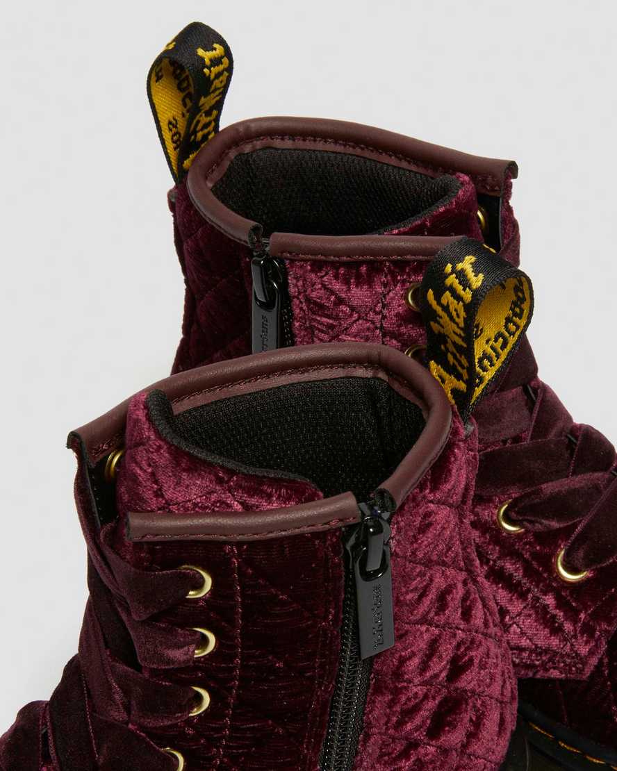 Dr. Martens' Junior 1460 Quilted Velvet Lace Up Boots In Red