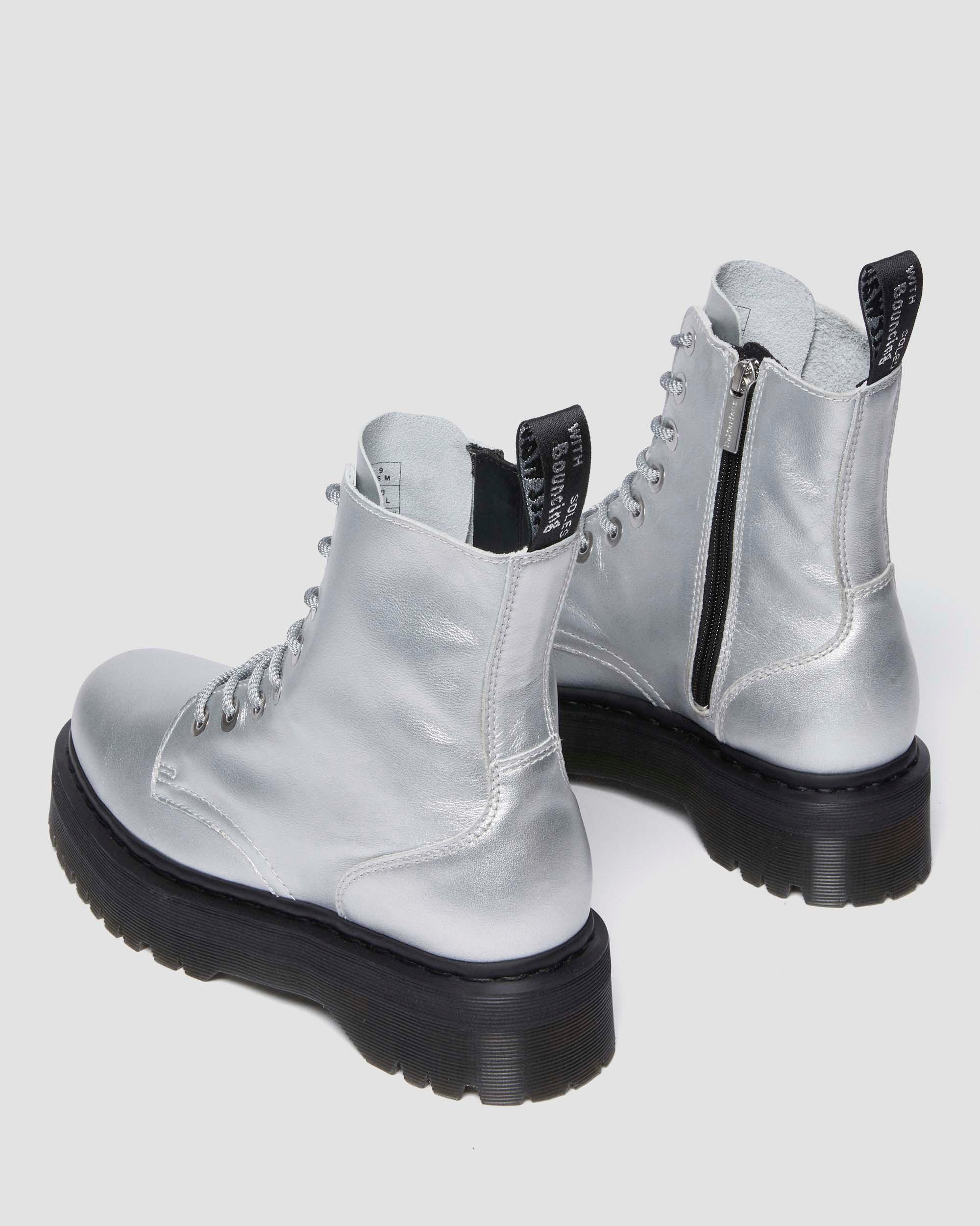 Silver metallic combat boots on sale