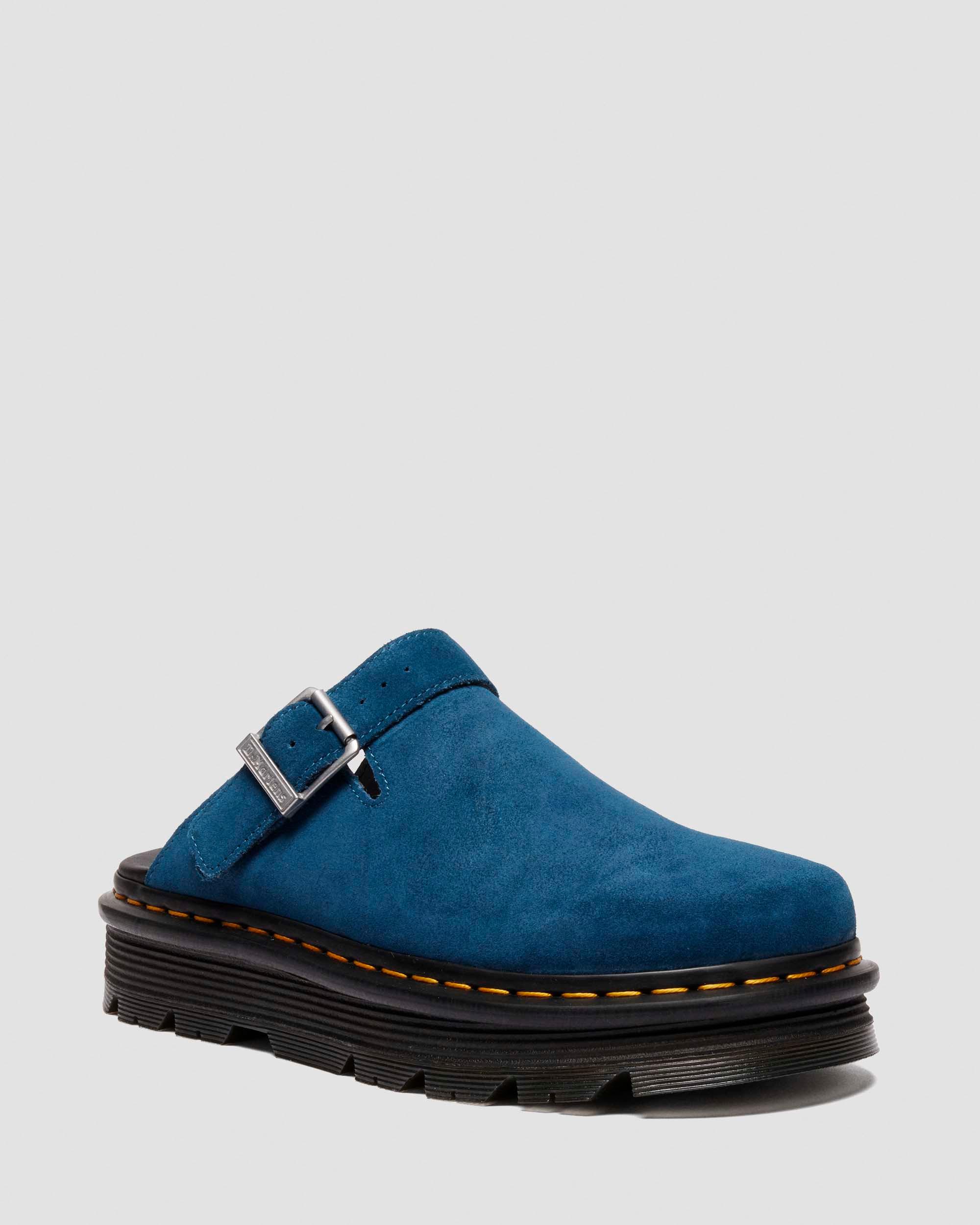 Zebzag Suede Casual Slingback Platform Mules in Neptune Blue