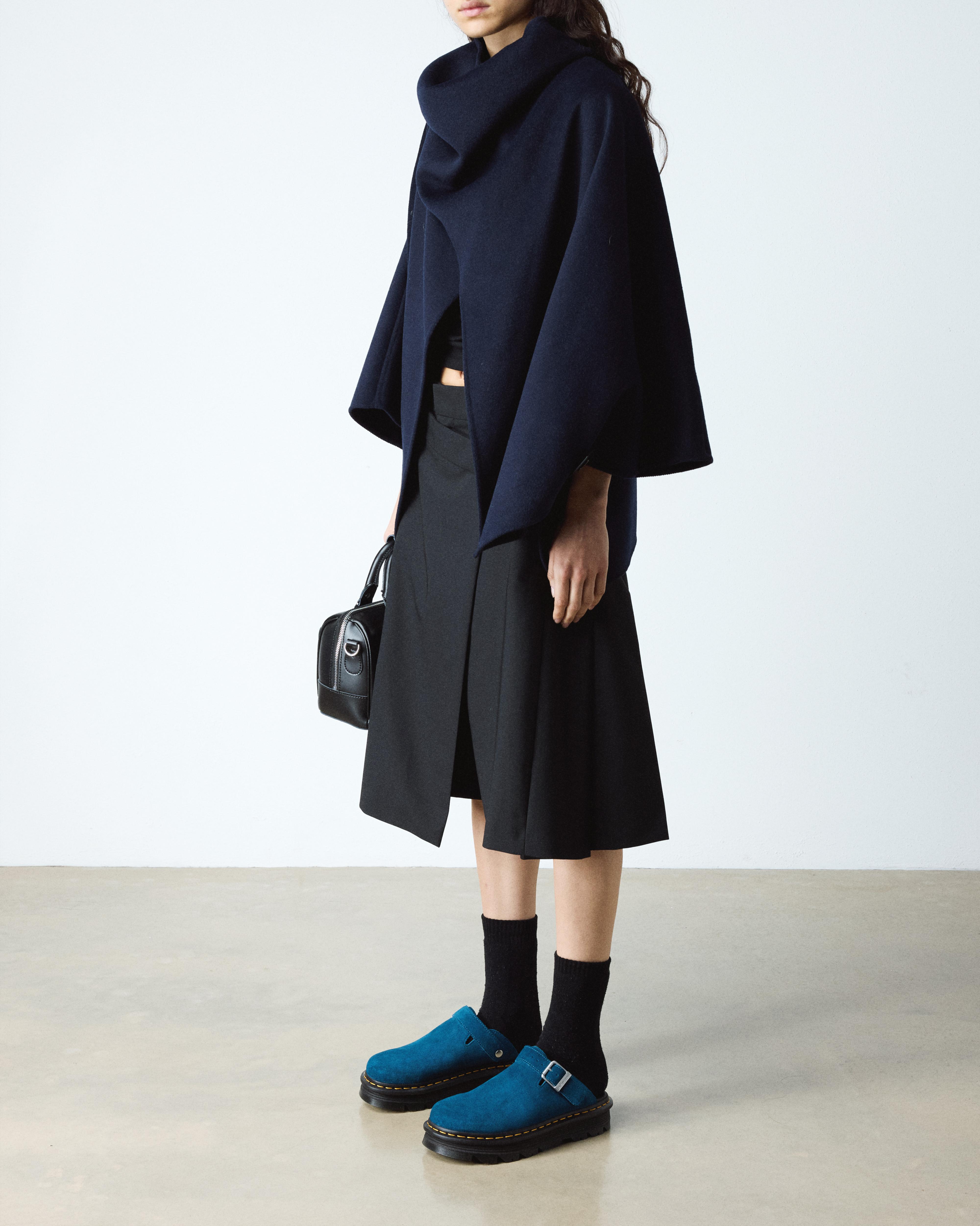 Zebzag Suede Casual Slingback Platform Mules in NEPTUNE BLUE