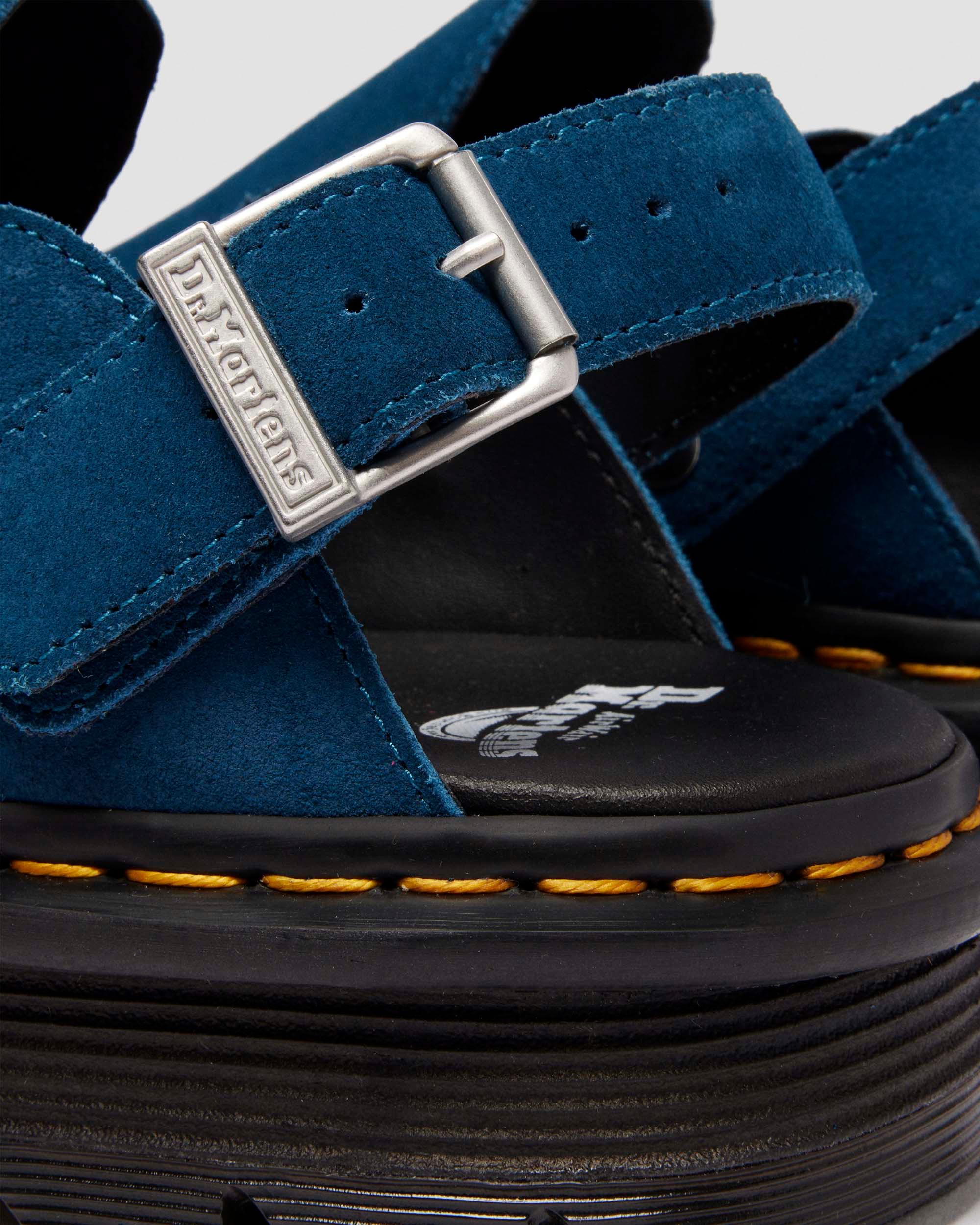 Zebzag Suede Casual Slingback Platform Mules in Neptune Blue | Dr