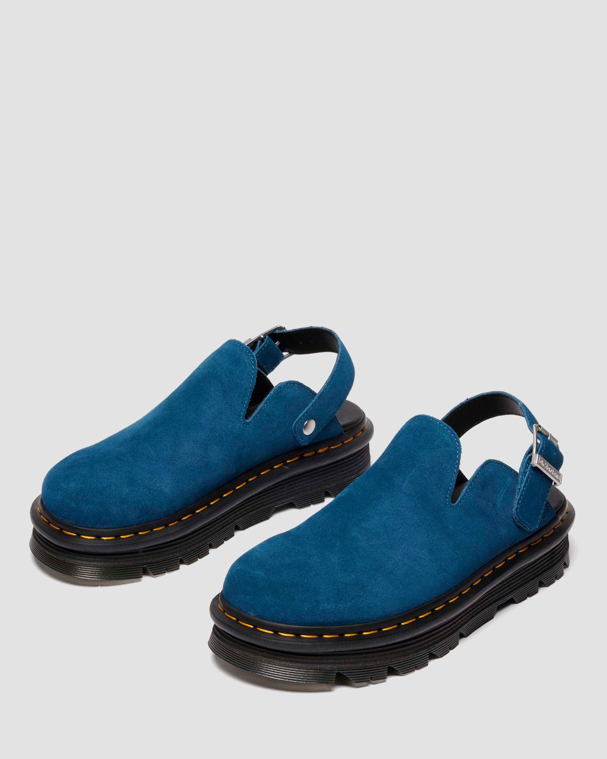 Zebzag Suede Casual Slingback Platform Mules in NEPTUNE BLUE