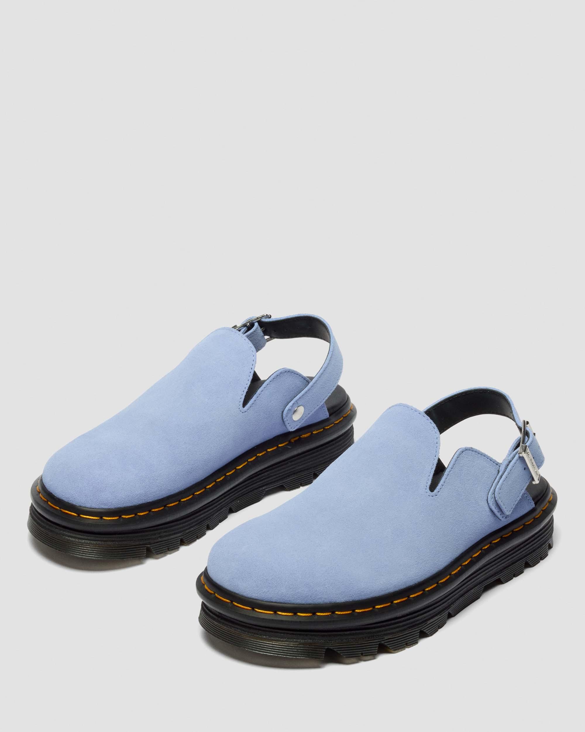 Zebzag Suede Casual Slingback Platform Mules in CORNFLOWER BLUE