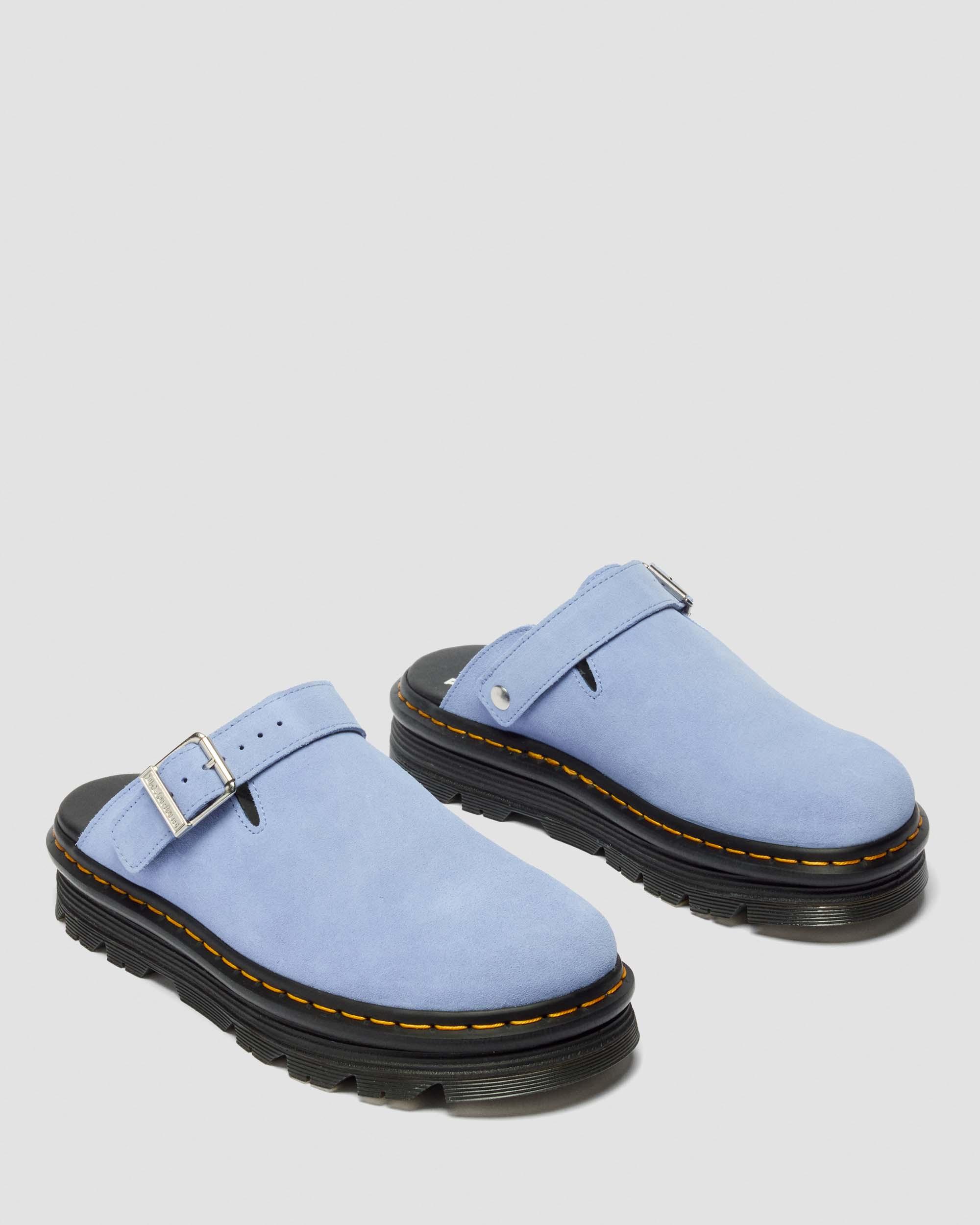 Zebzag Suede Casual Slingback Platform Mules in CORNFLOWER BLUE