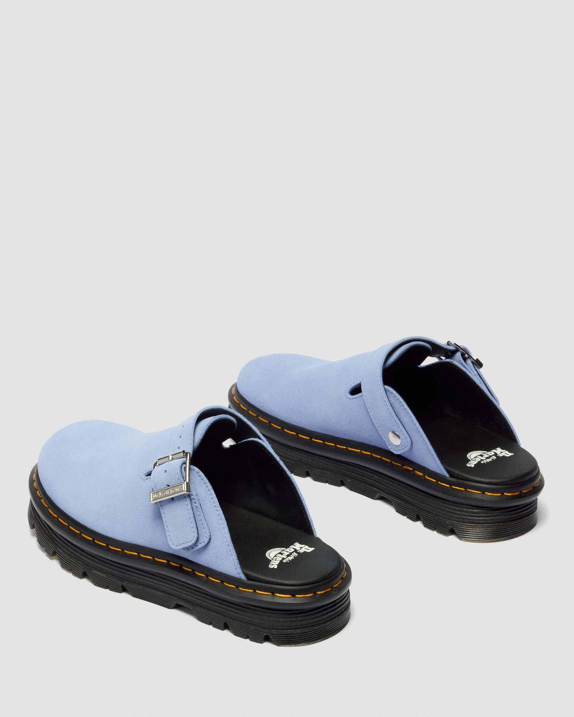 Zebzag Suede Casual Slingback Platform Mules in CORNFLOWER BLUE