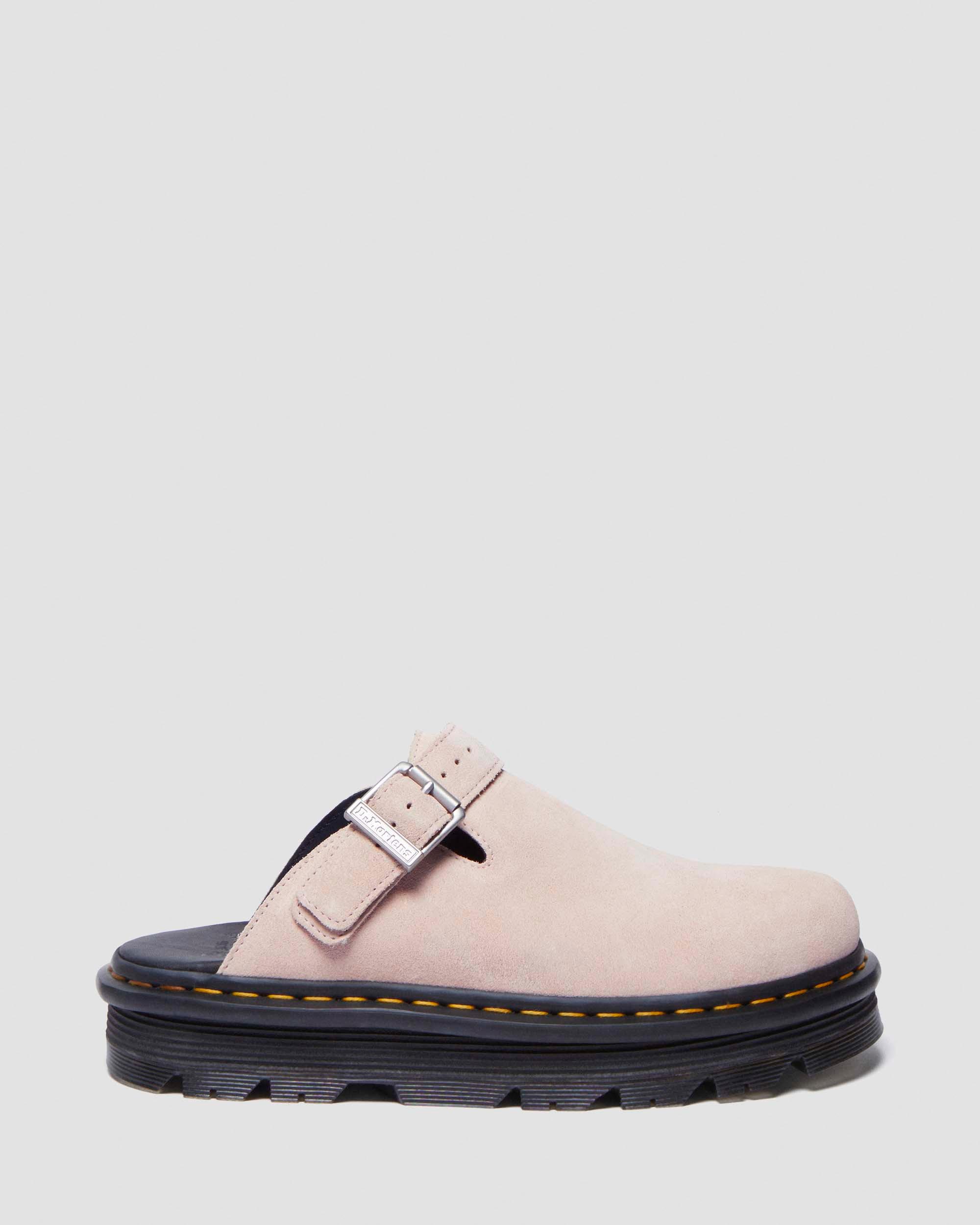 Zebzag Suede Casual Slingback Platform Mules in Powder Pink