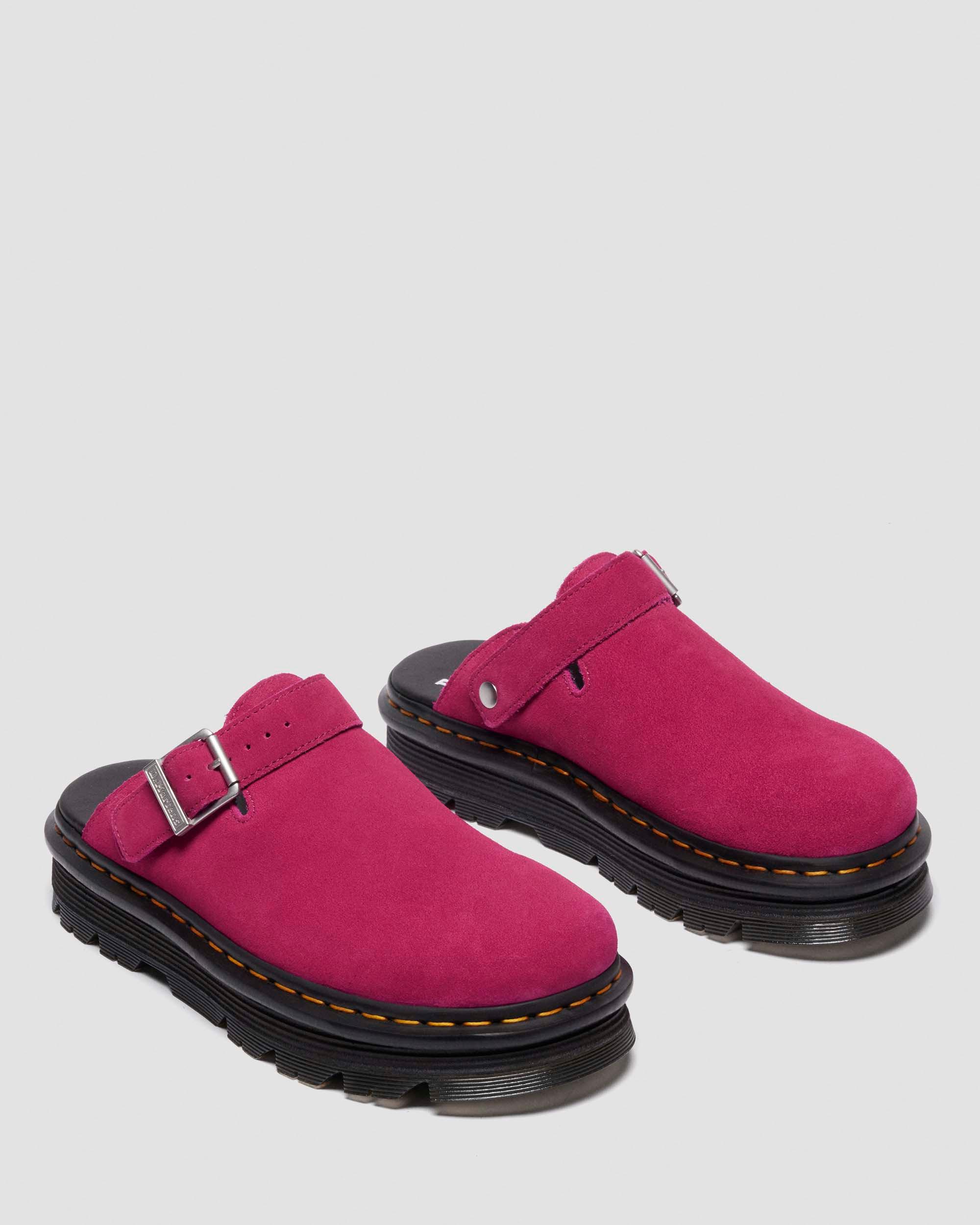 Zebzag Suede Casual Slingback Platform Mules in FUCHSIA PINK