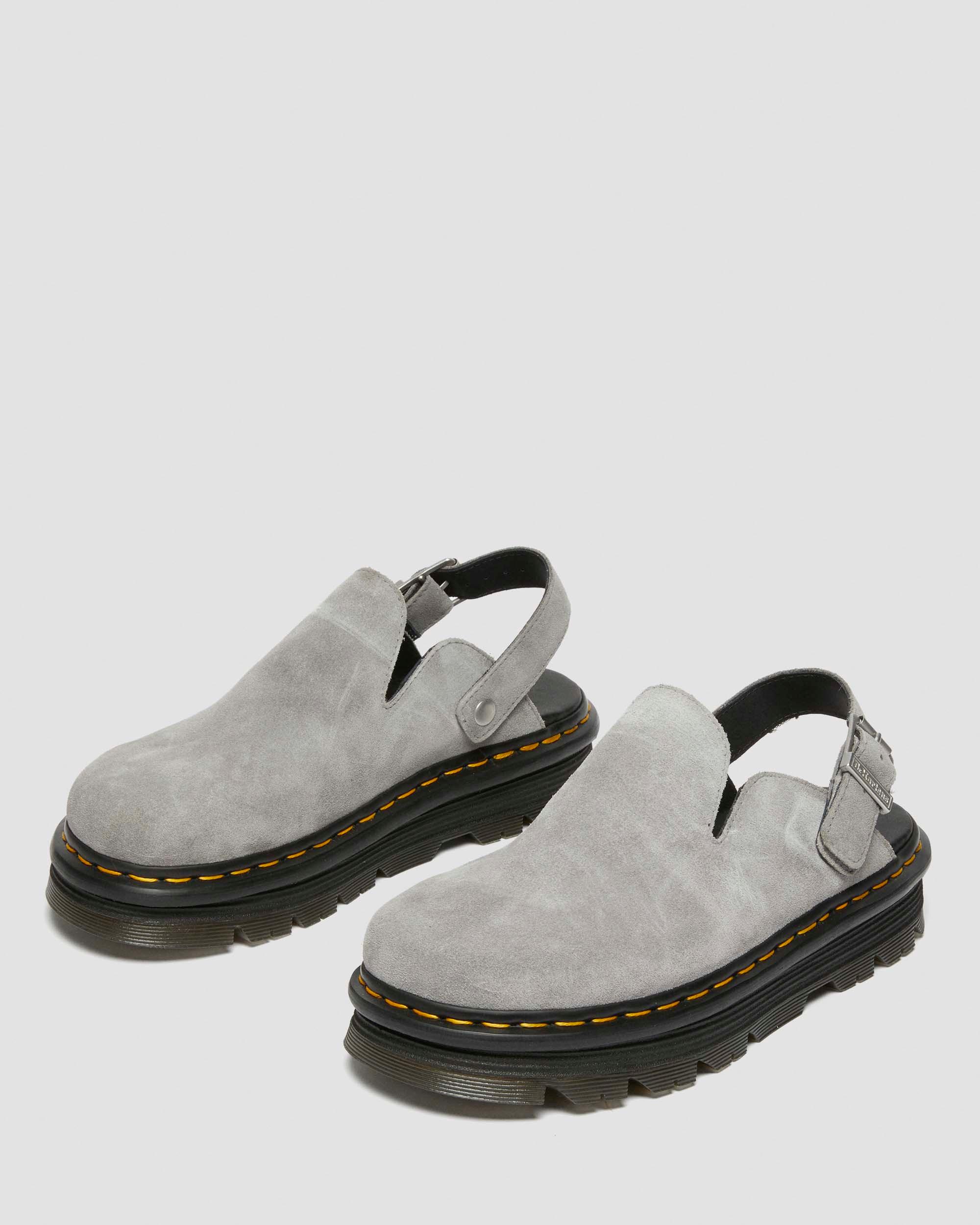 Zebzag Suede Casual Slingback Platform Mules in Grey | Dr. Martens