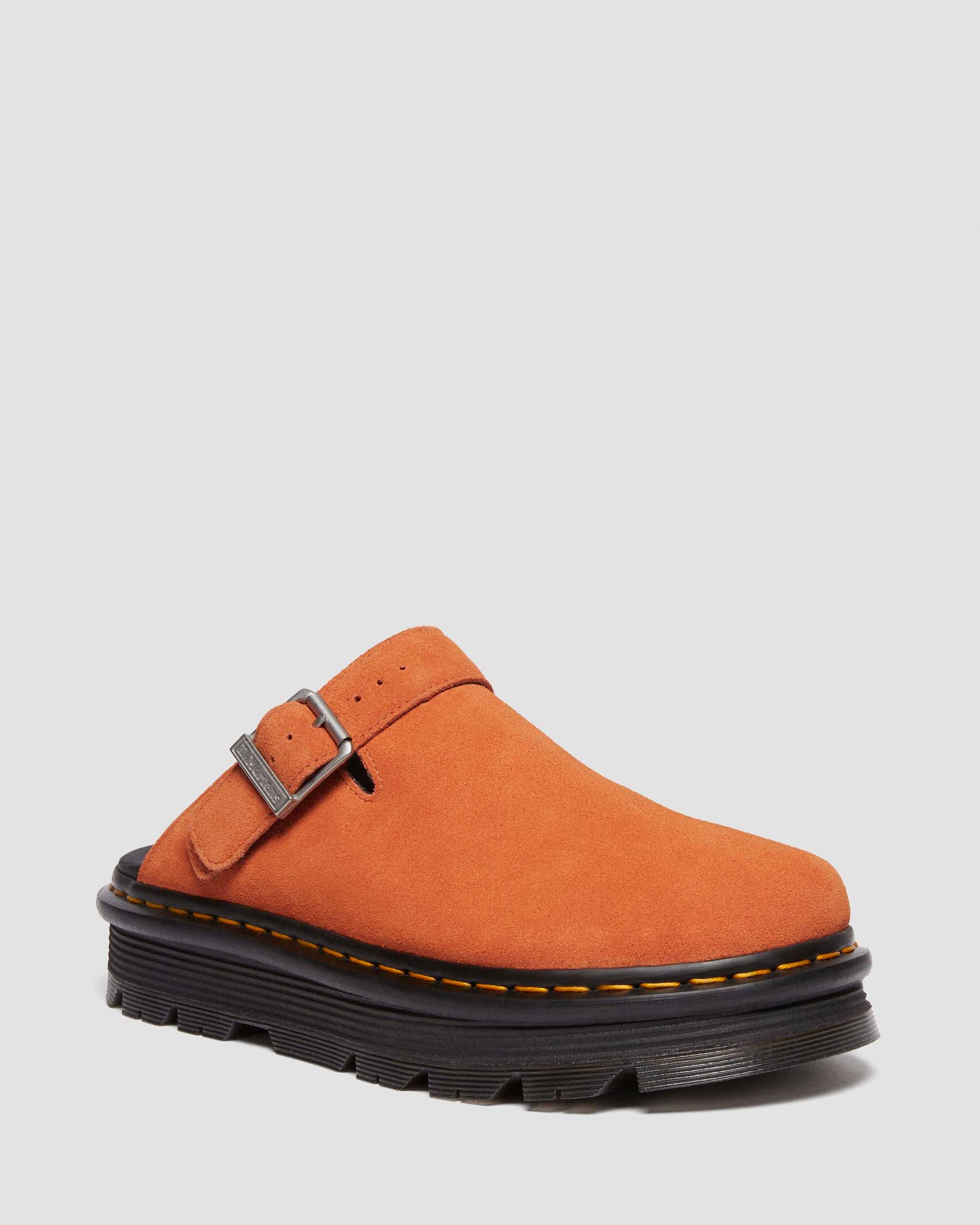 Mules plateformes Zebzag en daim à brides in Orange