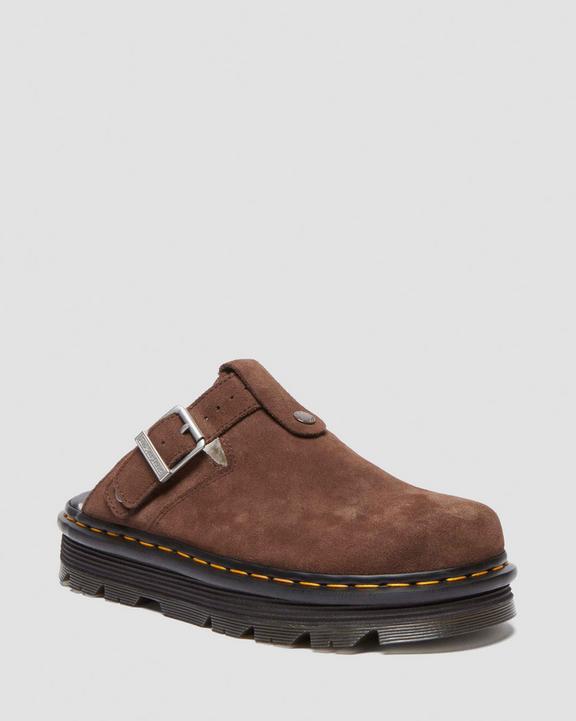 Zebzag Suede Slingback Platform Mule in Dark Brown | Dr. Martens Zebzag Suede Slingback Platform Mule in Dark Brown | Dr. Martens