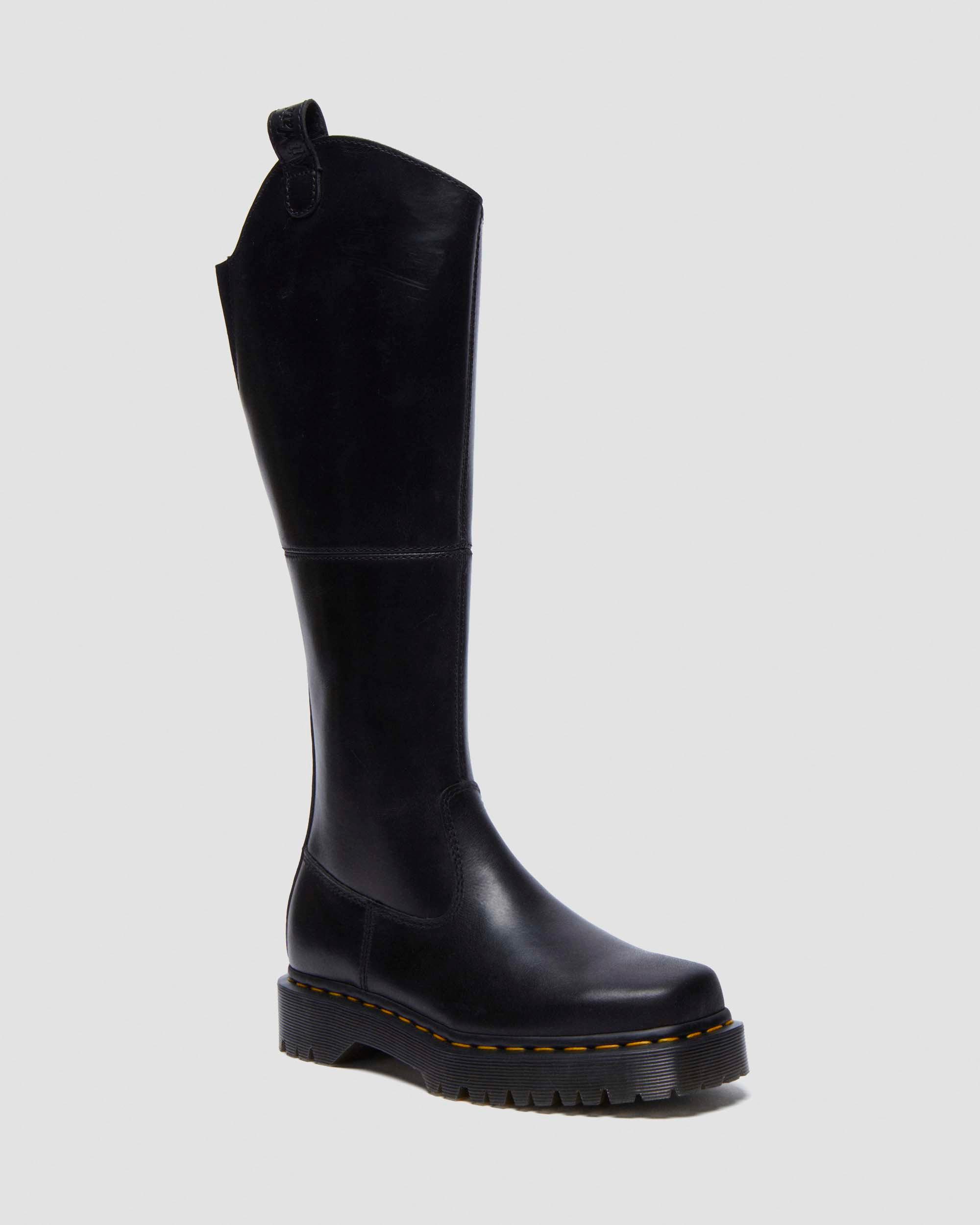 Amaayah Knee High Leather Riding Boots in Black Dr. Martens