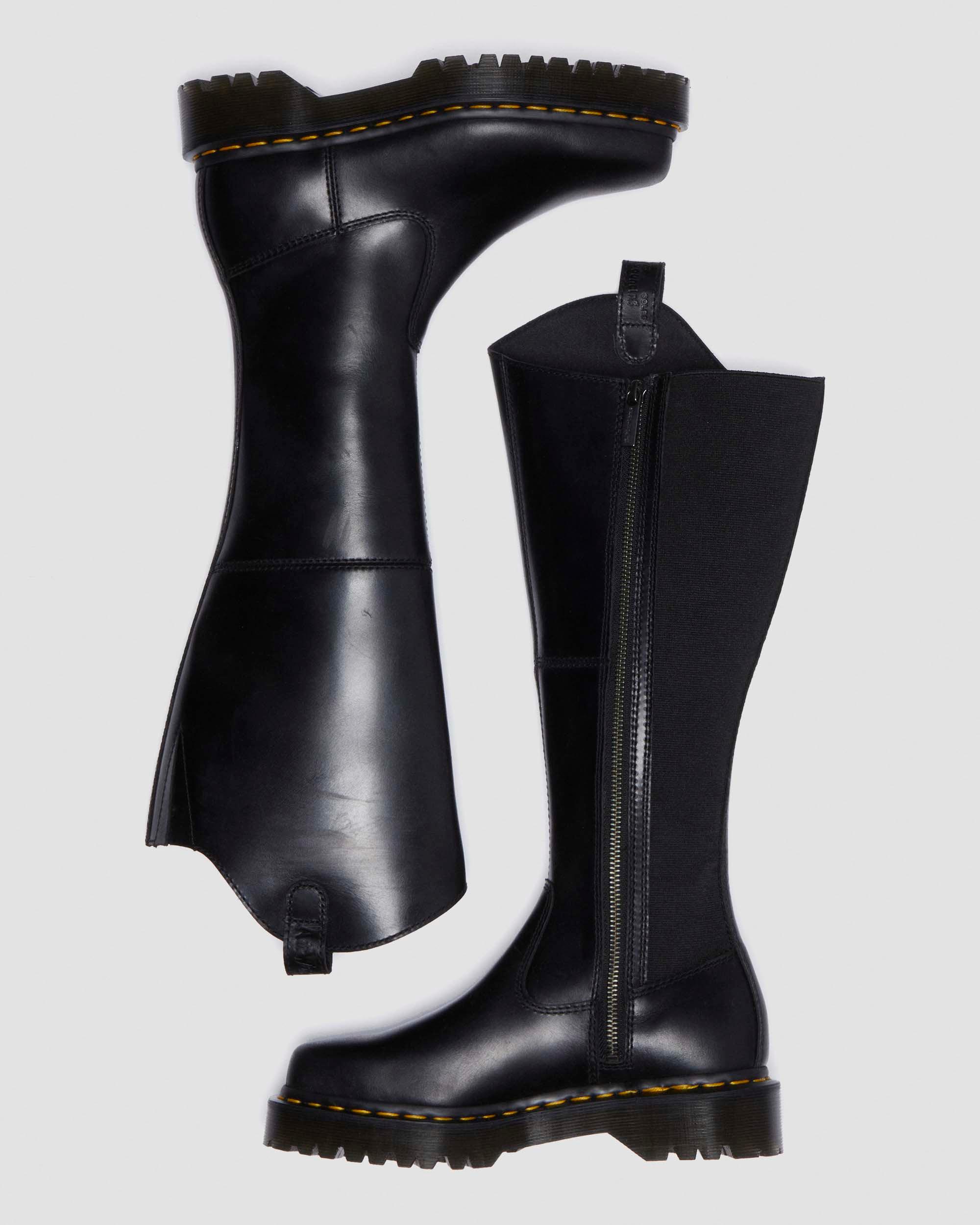 Amaayah Knee High Leather Boots in Black