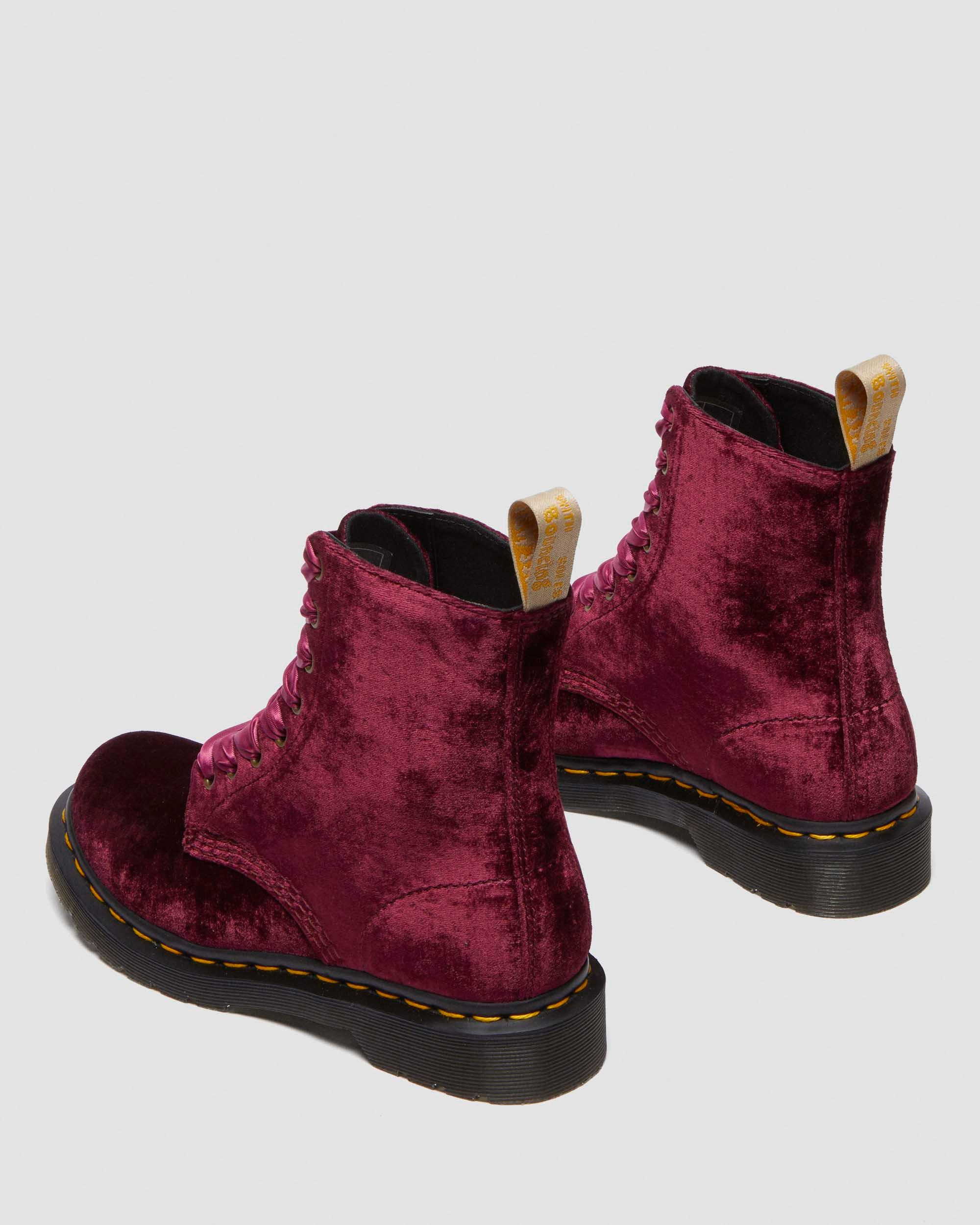 Dr martens red velvet boots hotsell