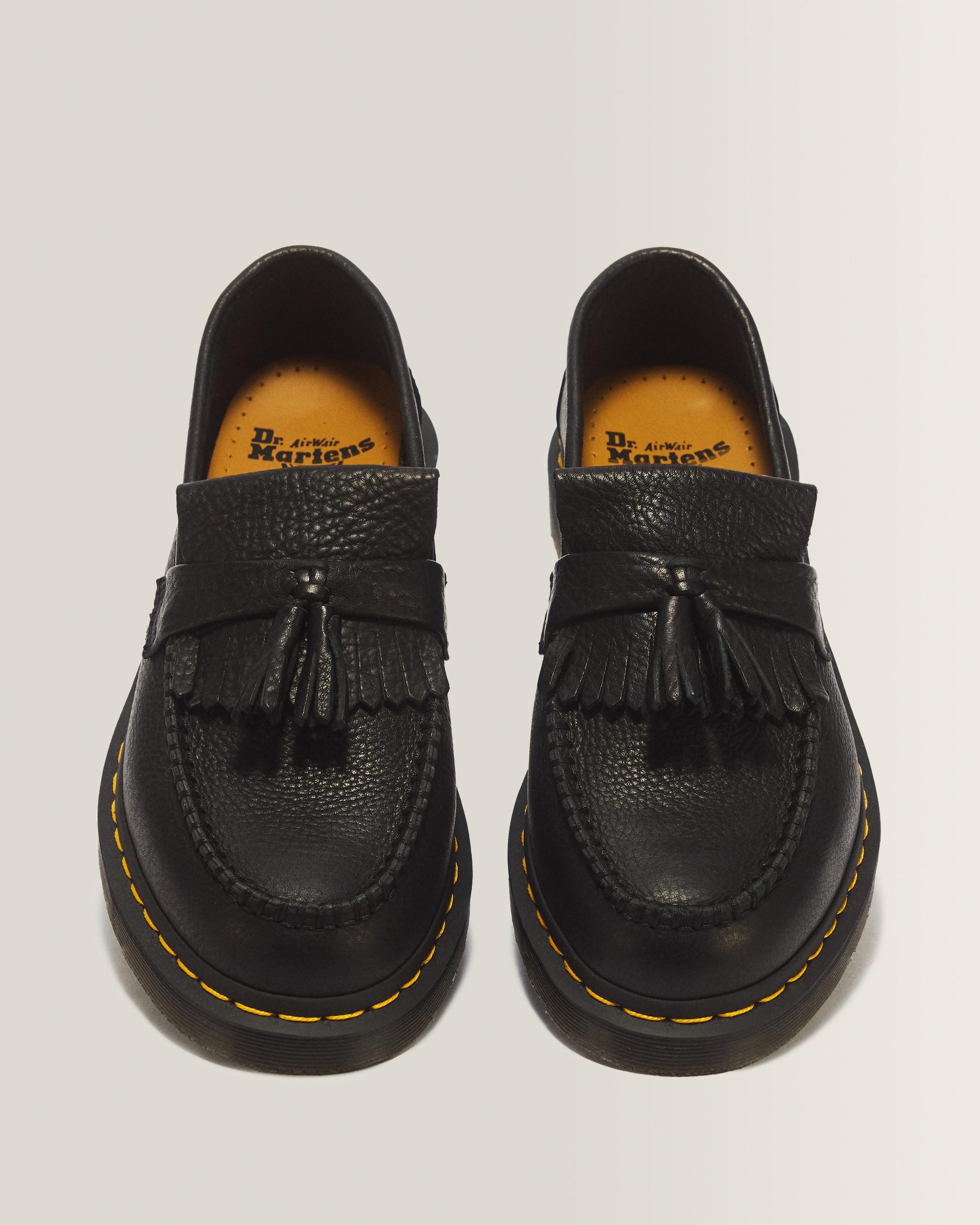 Adrian Yellow Stitch Ambassador Leather Loafers in Black 