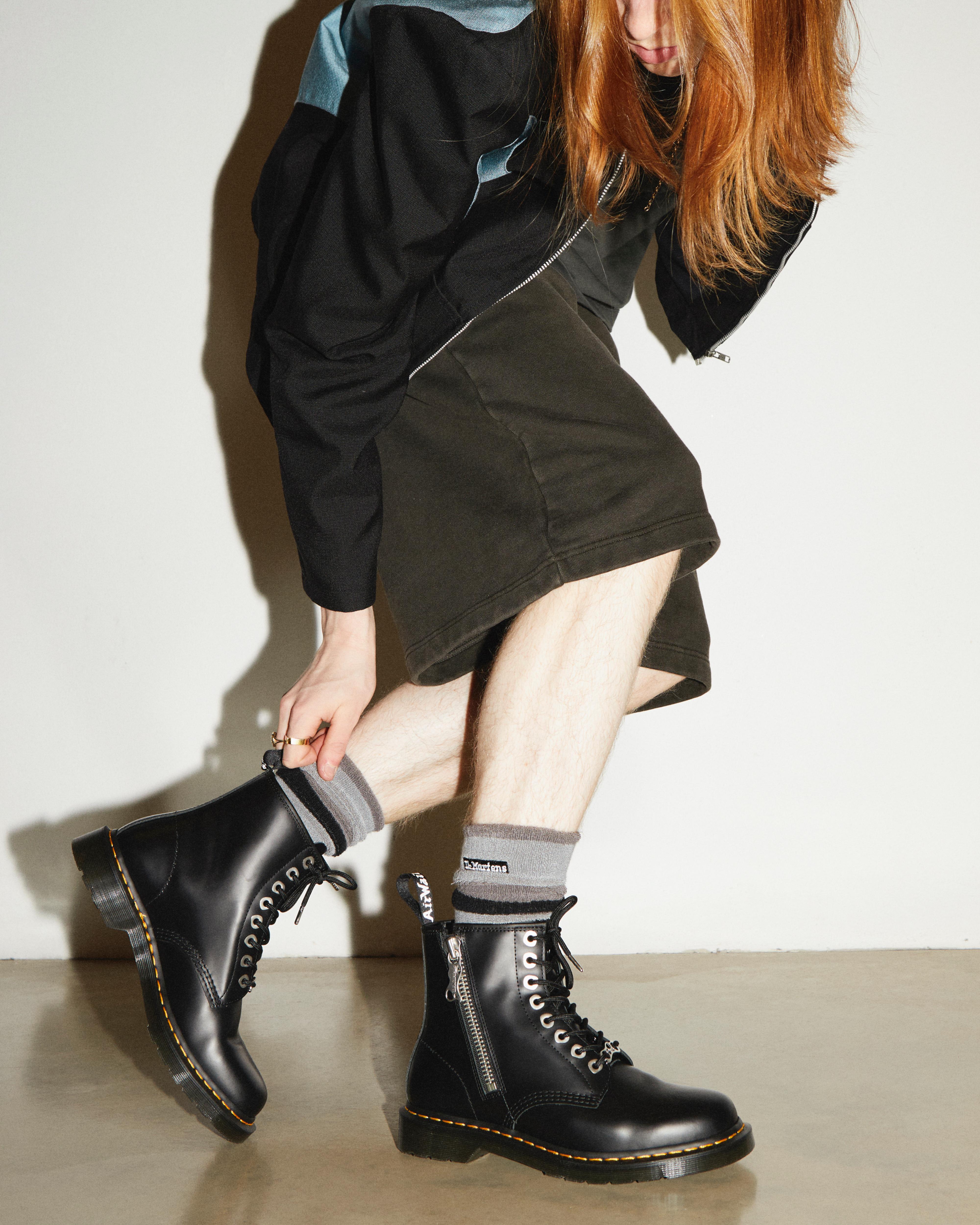 Shop Dr. Martens' 1460 Zip Smooth Leather Lace Up Boots In Black