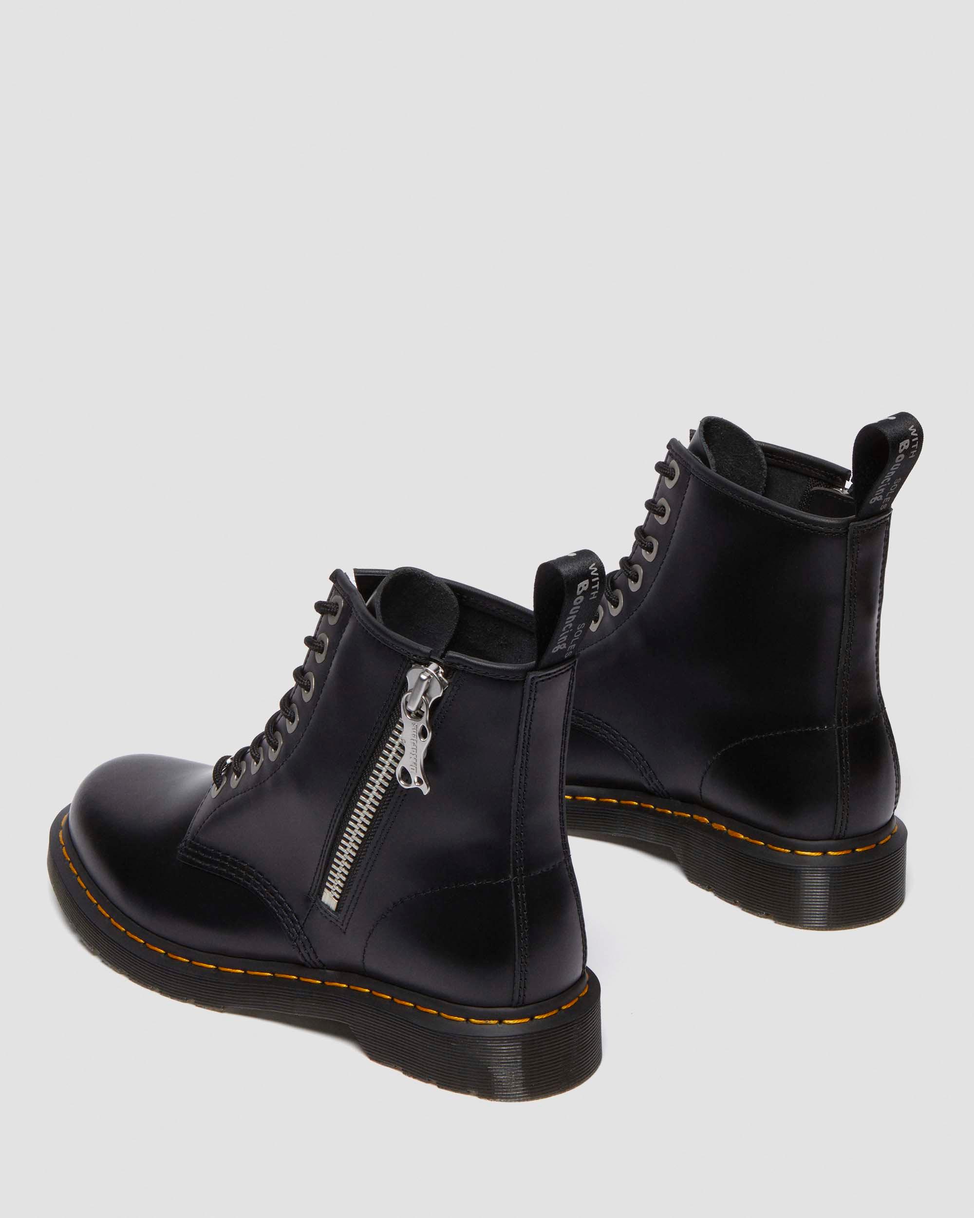 Shop Dr. Martens' 1460 Zip Smooth Leather Lace Up Boots In Black