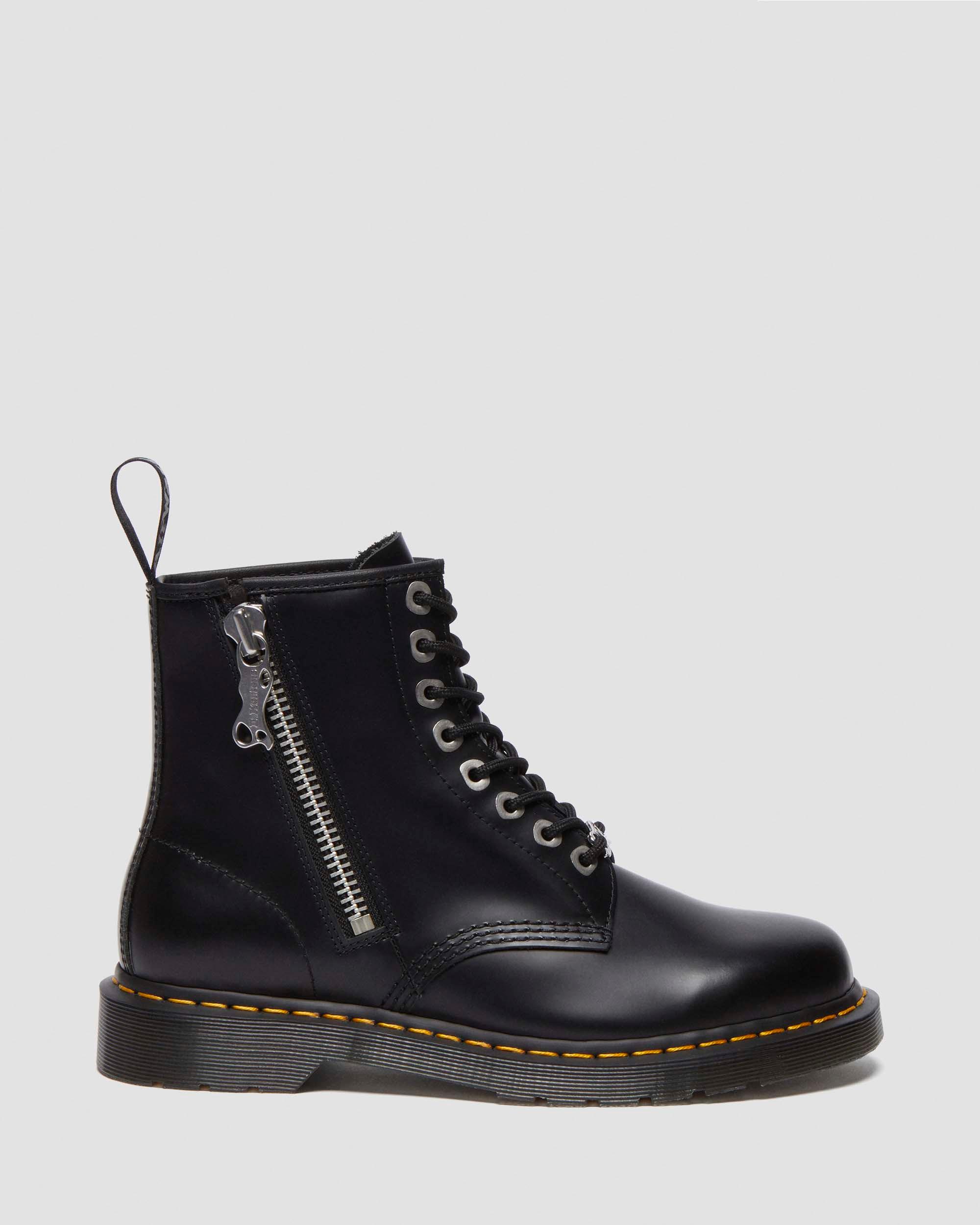 Shop Dr. Martens' 1460 Zip Smooth Leather Lace Up Boots In Black