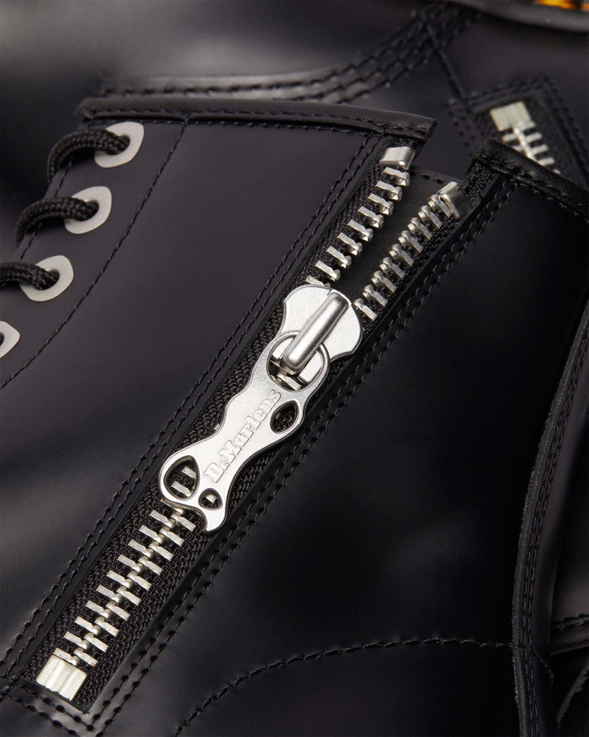 1460 Zip Smooth Leather Lace Up Boots in Black