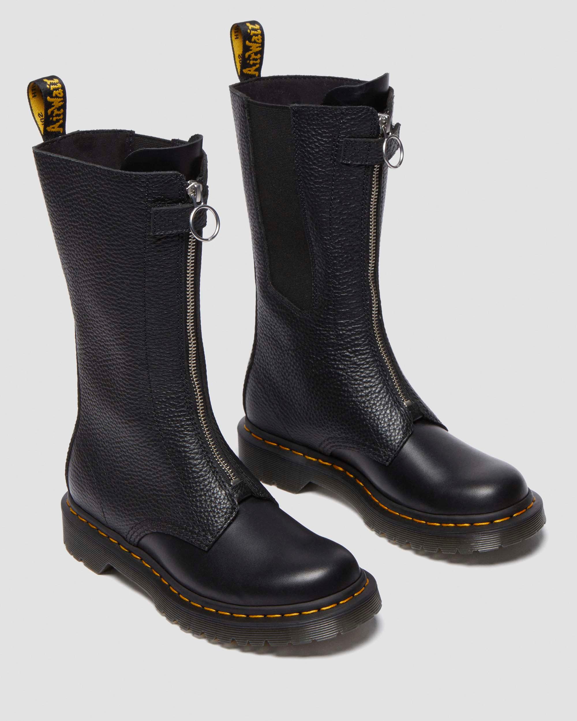 Women's 1B99 Front Zip Leather Lace Up Boots in BLACK | Dr. Martens™