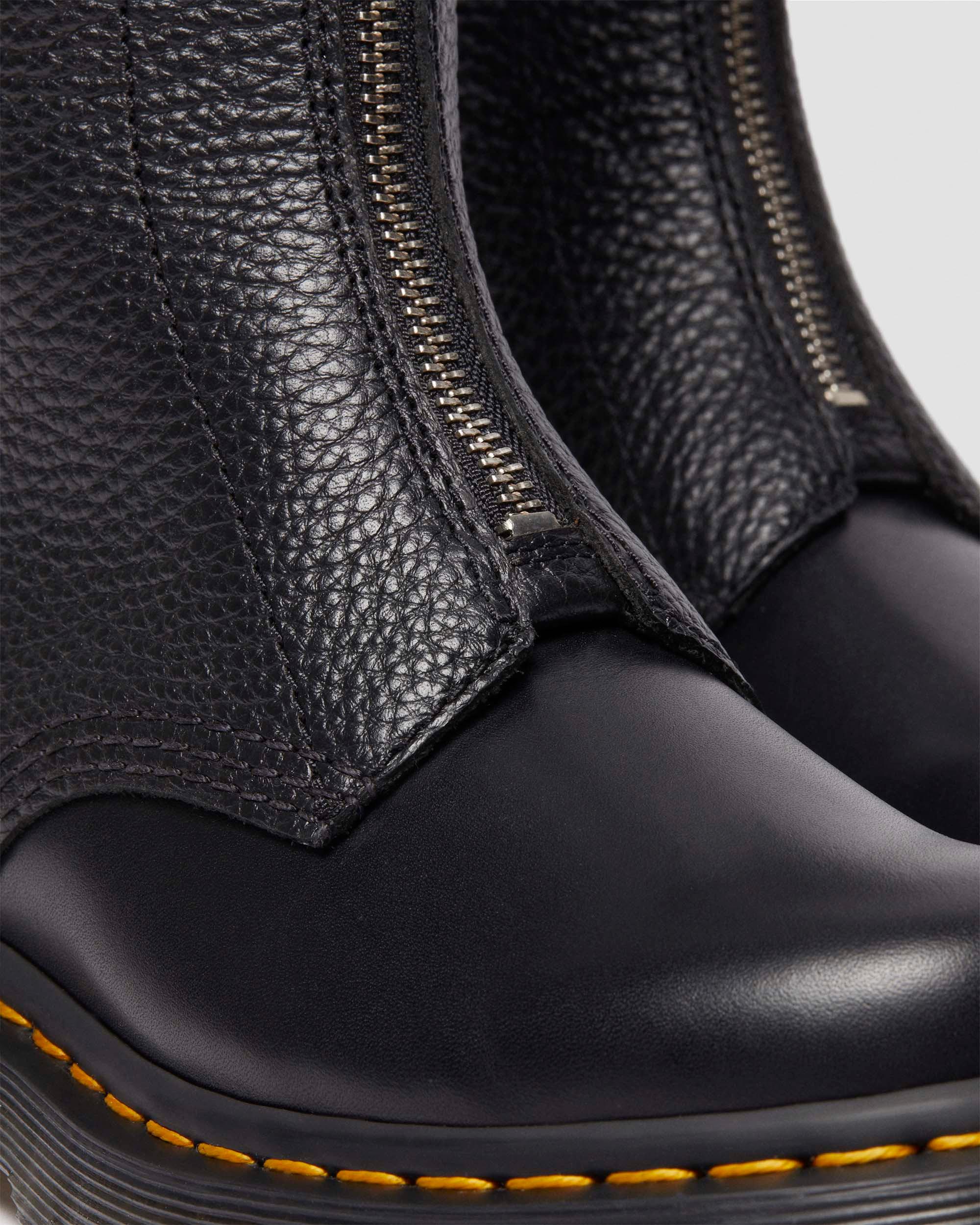 Women's 1B99 Front Zip Leather Lace Up Boots in BLACK | Dr. Martens™