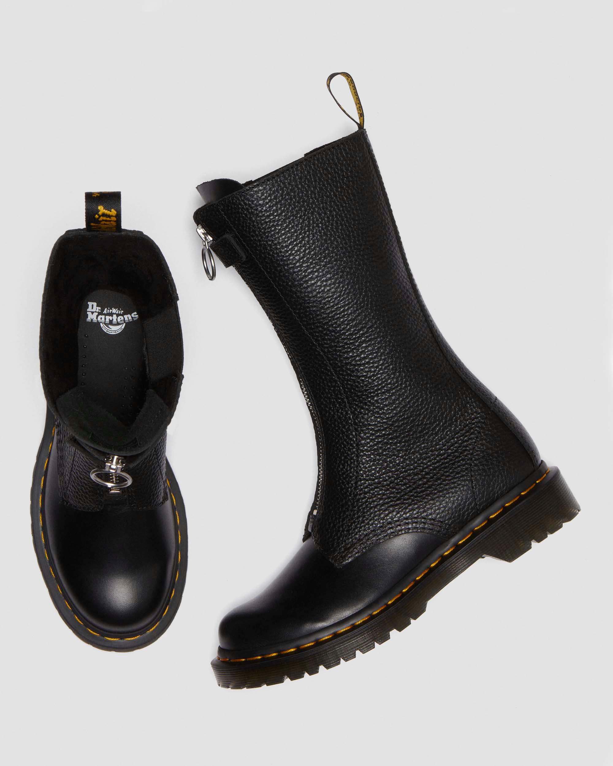 Women's 1B99 Front Zip Leather Lace Up Boots in BLACK | Dr. Martens™