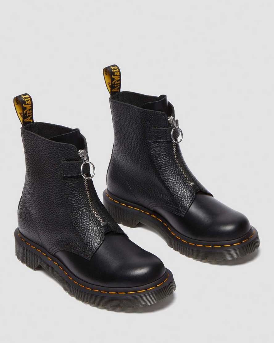 Dr. Martens' 1460 Front Zip Leather Lace Up Boots In Black