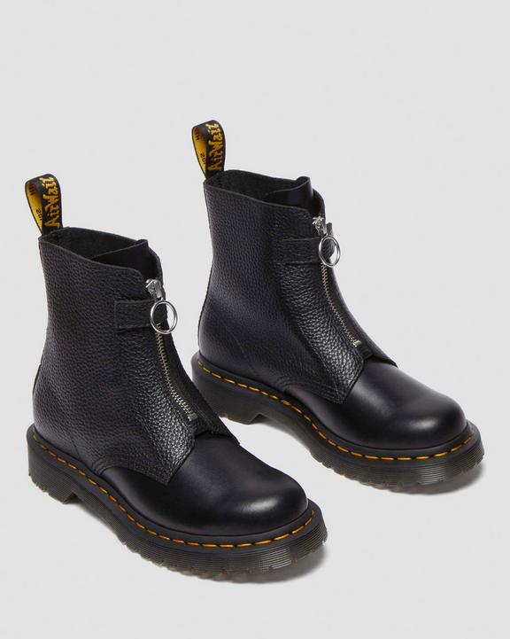 1460 Front Zip Leather Lace Up Boots in Black | Dr. Martens 1460 Front Zip Leather Lace Up Boots in Black | Dr. Martens
