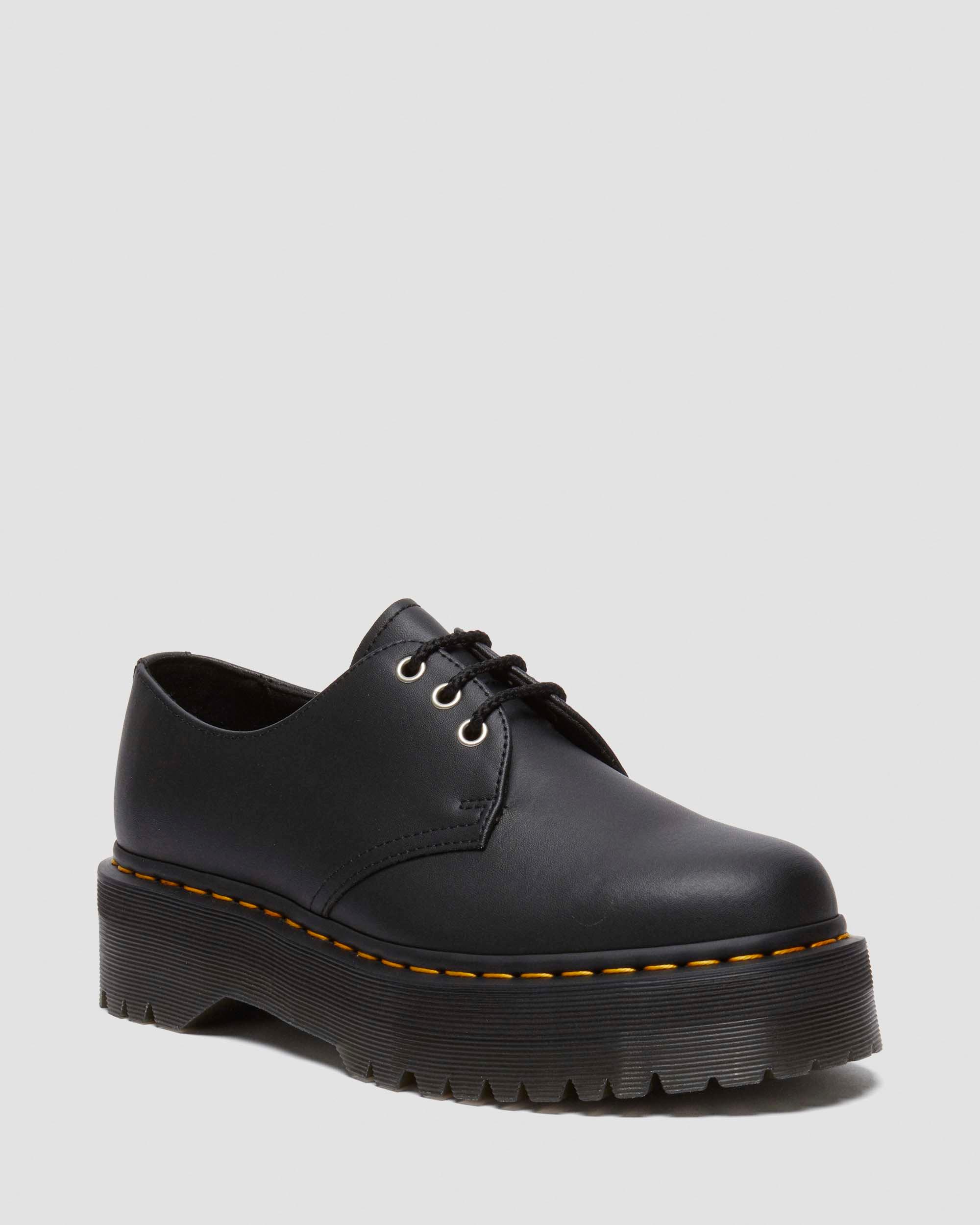 1461 Quad Smooth Leather Platform Shoes in Black Dr. Martens