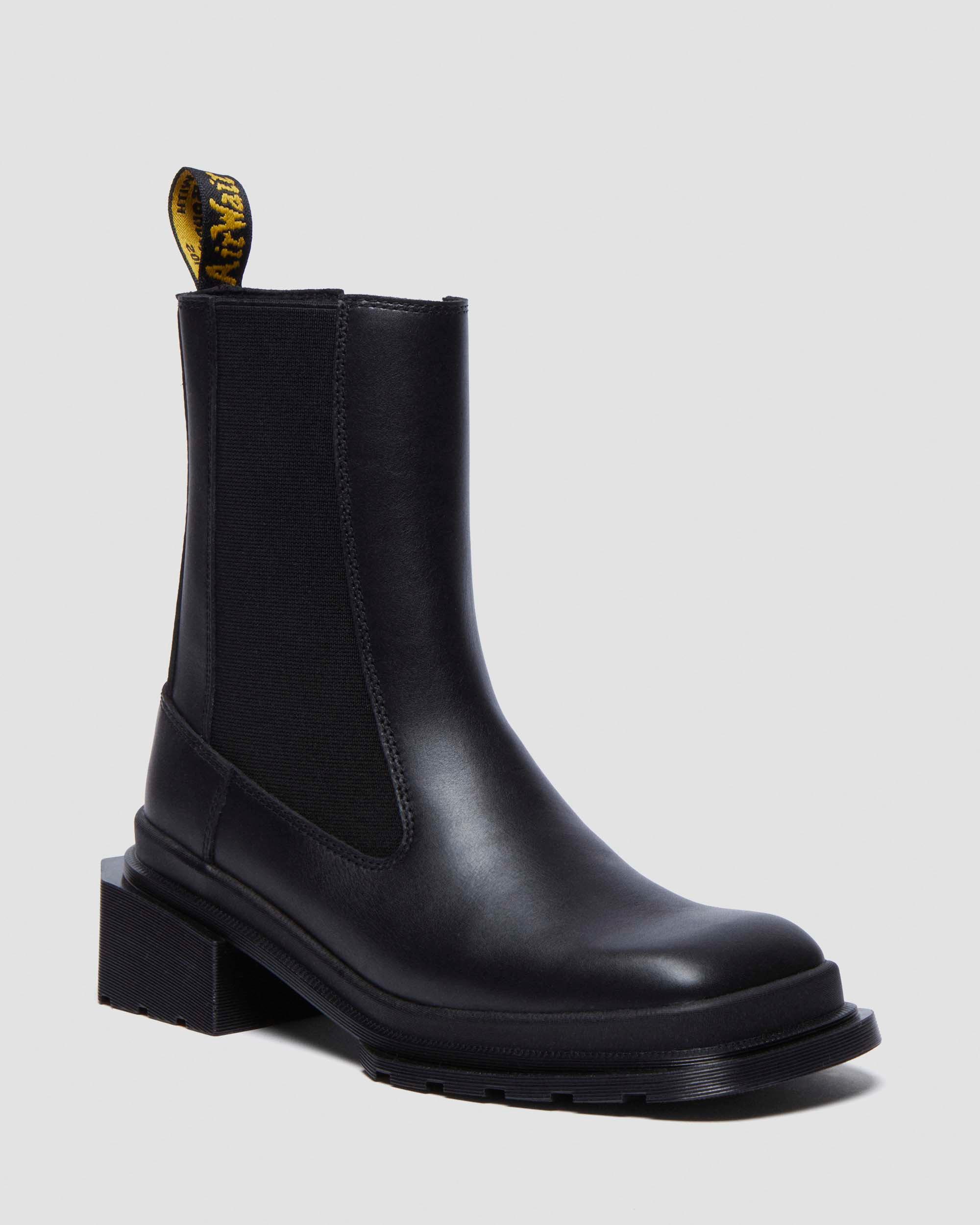 Anistone Lo Leather Biker Boots in Dark Brown Dr. Martens