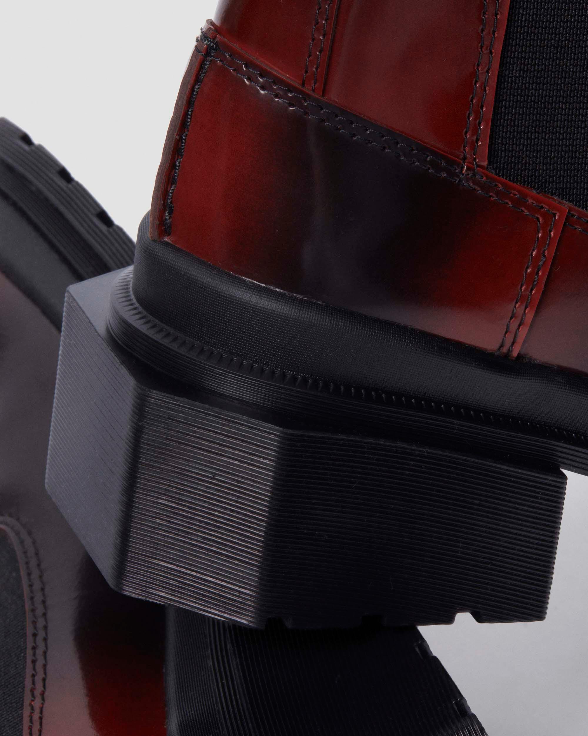 Maybole Square Toe Chelsea Boots in Black+Cherry Red