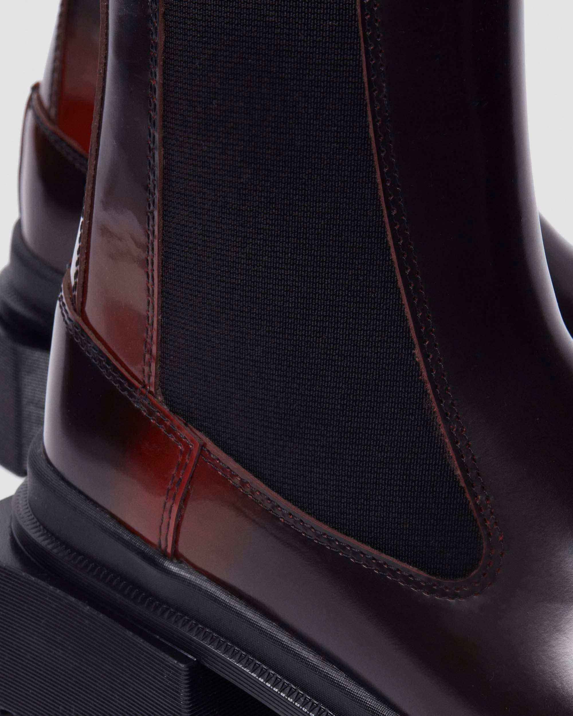 Maybole Square Toe Chelsea Boots in Black+Cherry Red