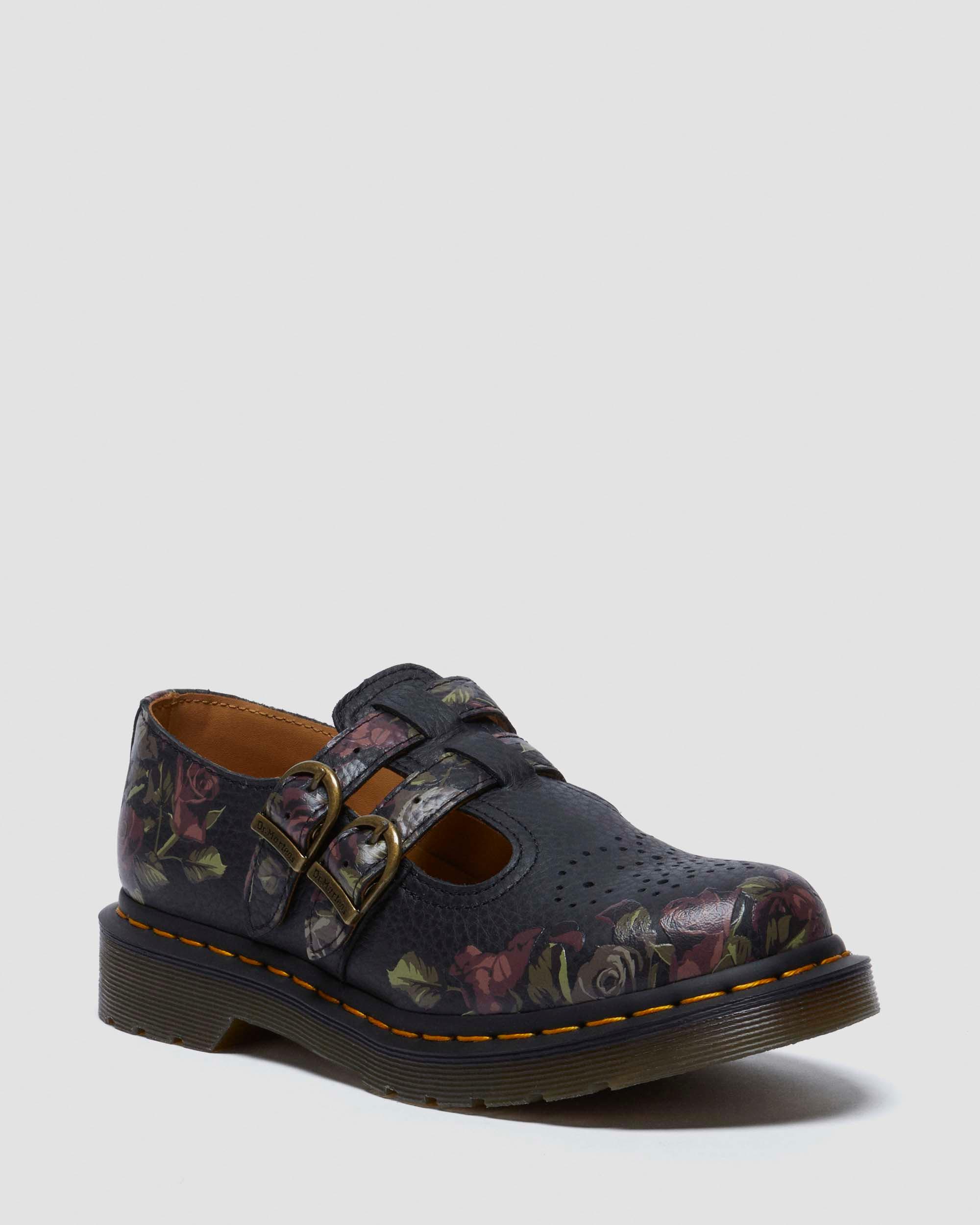 8065 Decayed Roses Nappa Mary Jane Shoes in Black Dr. Martens