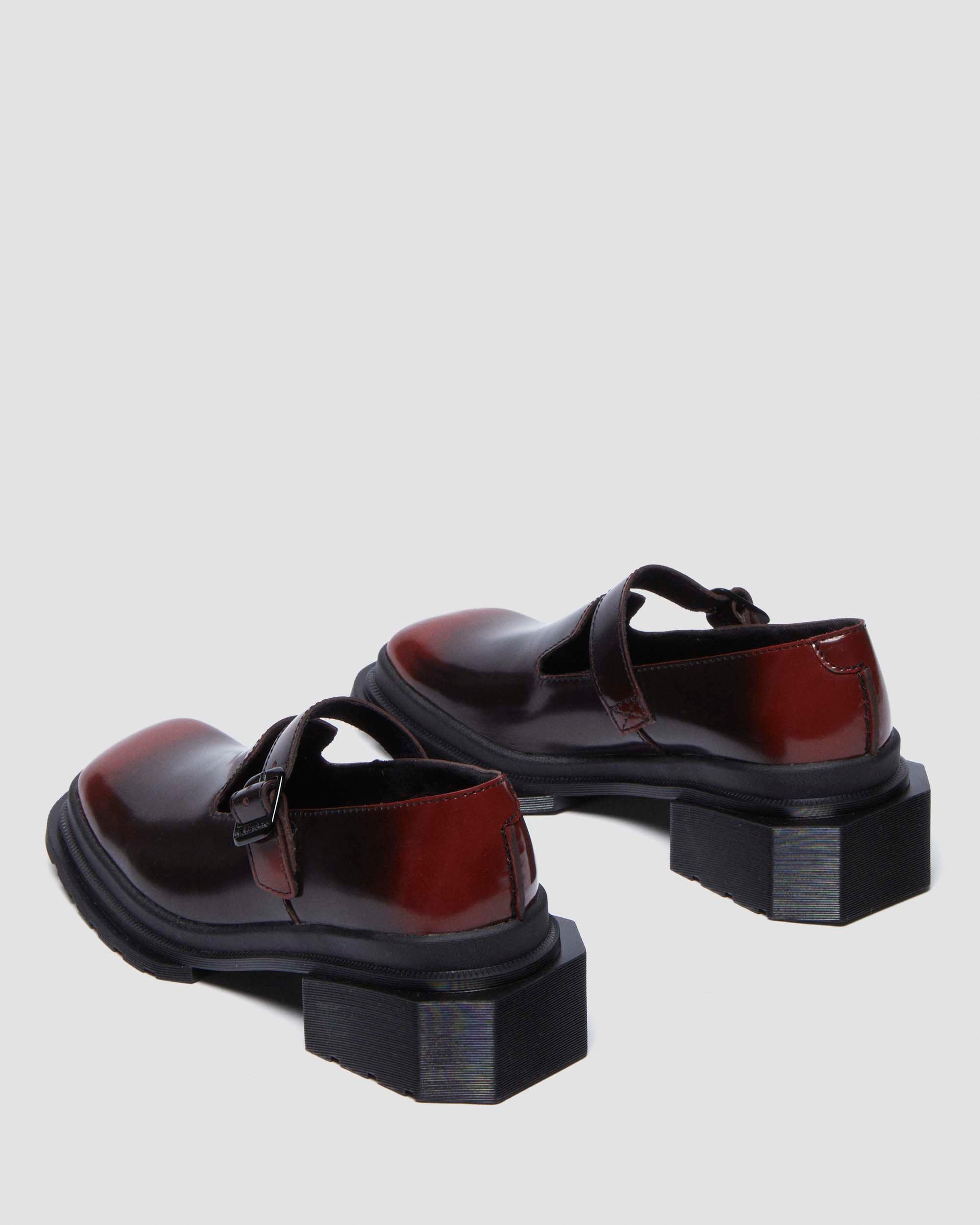 Maybole Square Toe Mary Jane Shoes in Black+Cherry Red