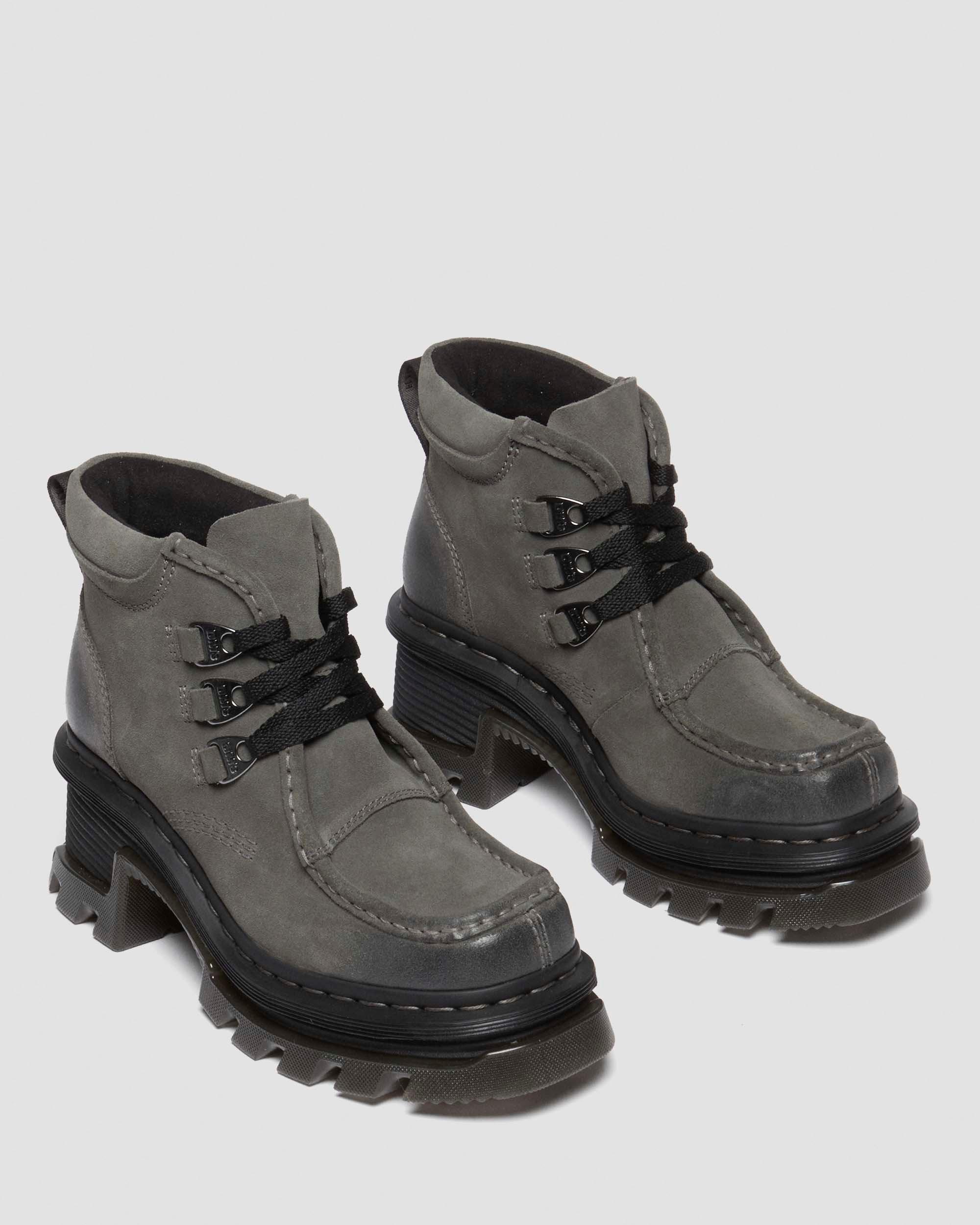 Dr.Martens CORRAN ブーツ 厚底 3ホール UK5 24cm Corran 3-Eye Suede Heeled Boots in GUNMETAL | Dr. Martens™