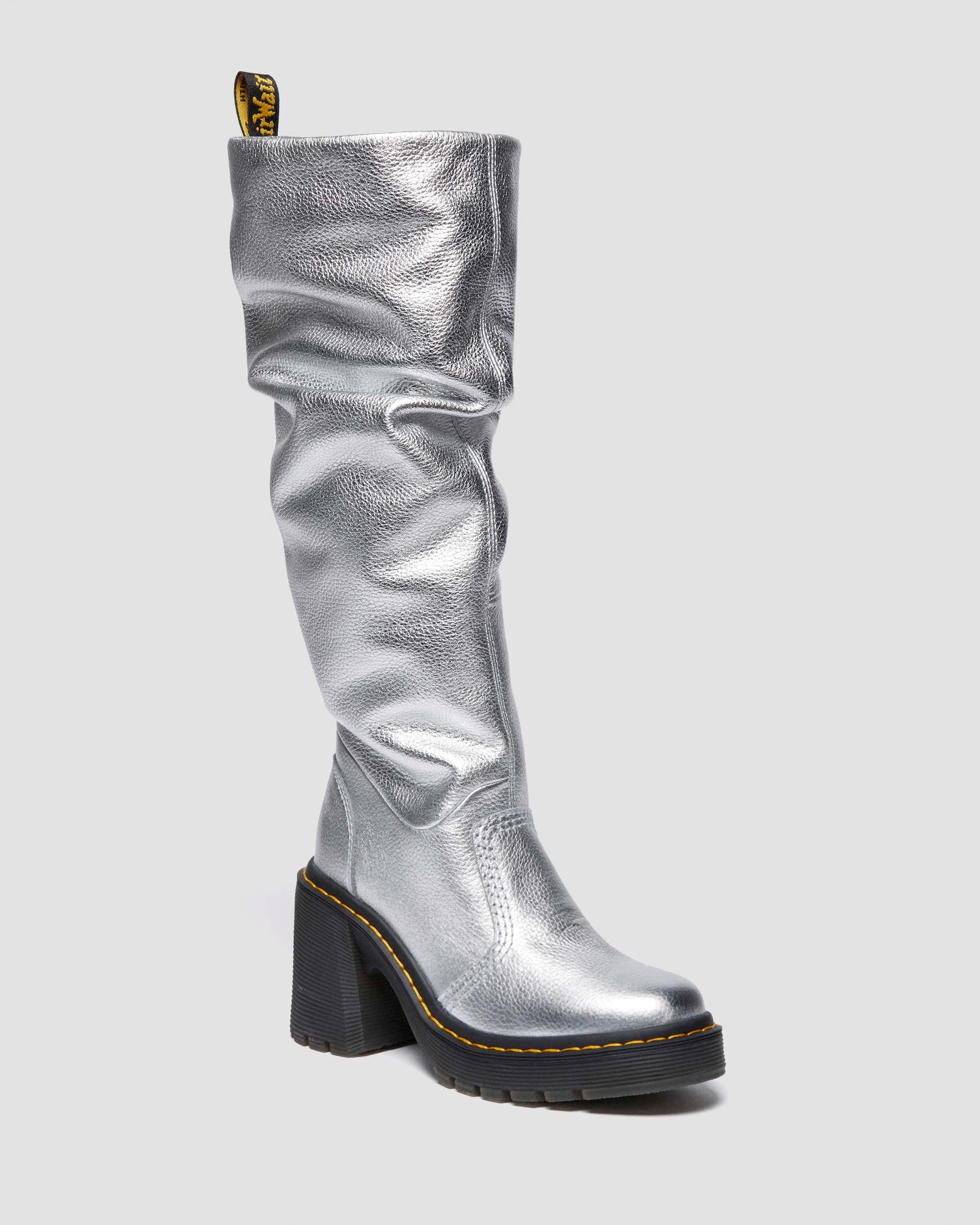 Kasey Metallic Tumble Heeled Boots in METALLIC | Dr. Martens™